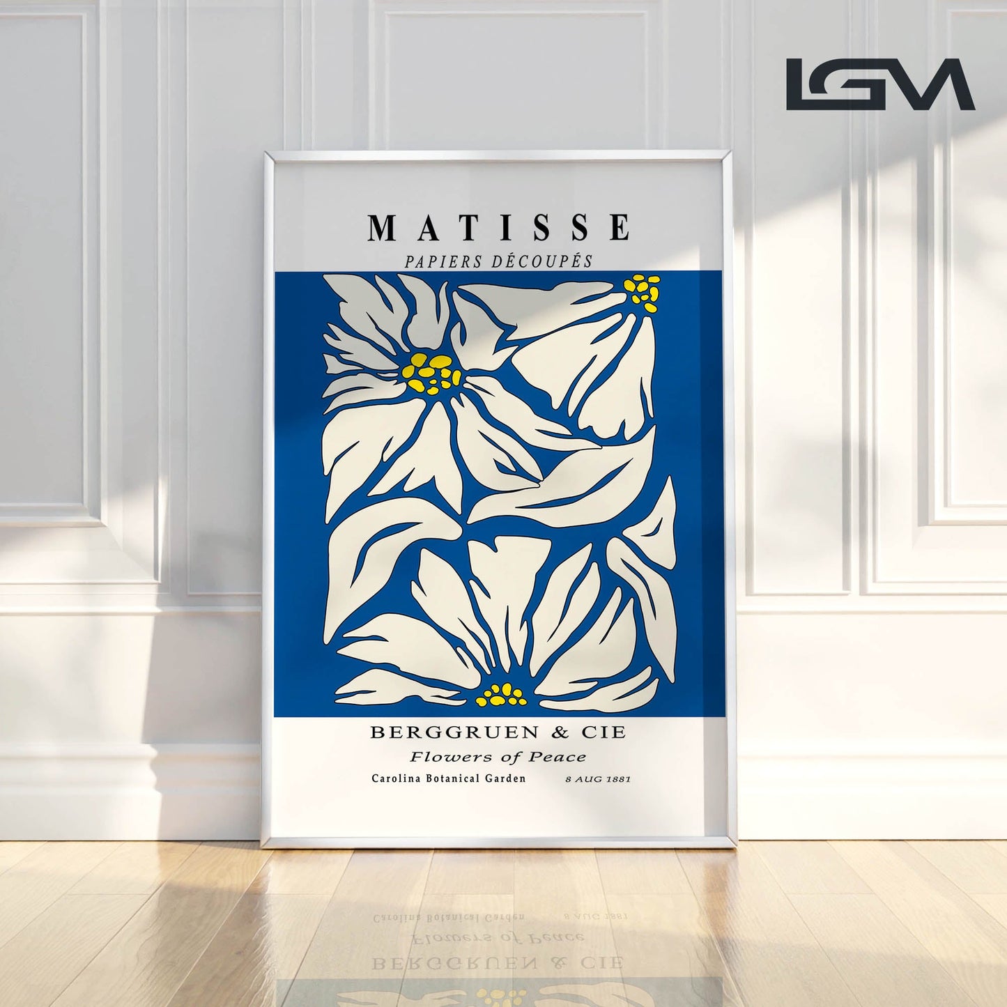 Golden Bloom- Modern Matisse Inspired Geometric Wall Art β Luxury Framed Glass Wall Decoration (Multiple Colors)