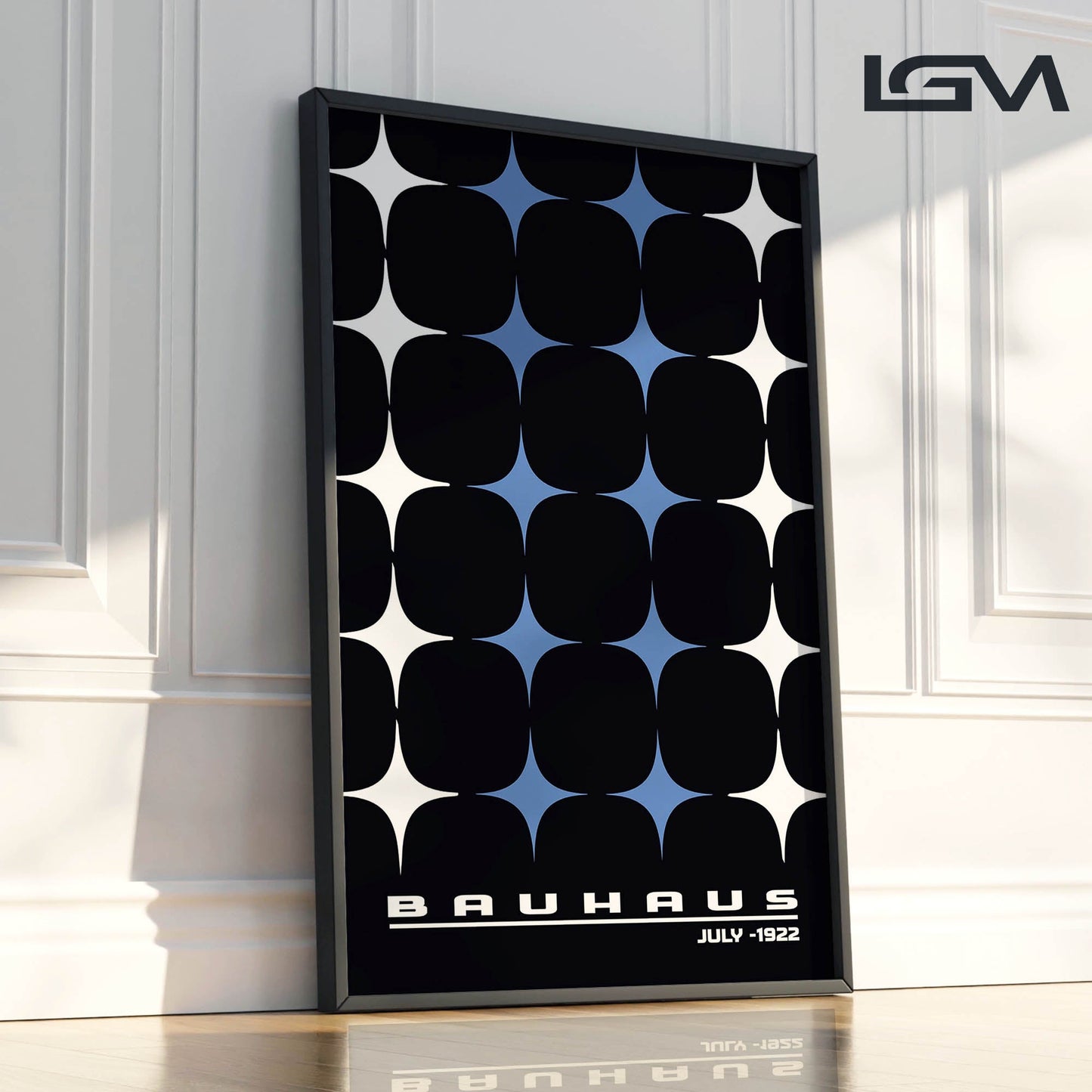 Star-form Grid – Bauhaus Exhibition 1922 | Luxury Framed Glass Wall Art (Multiple Colors)