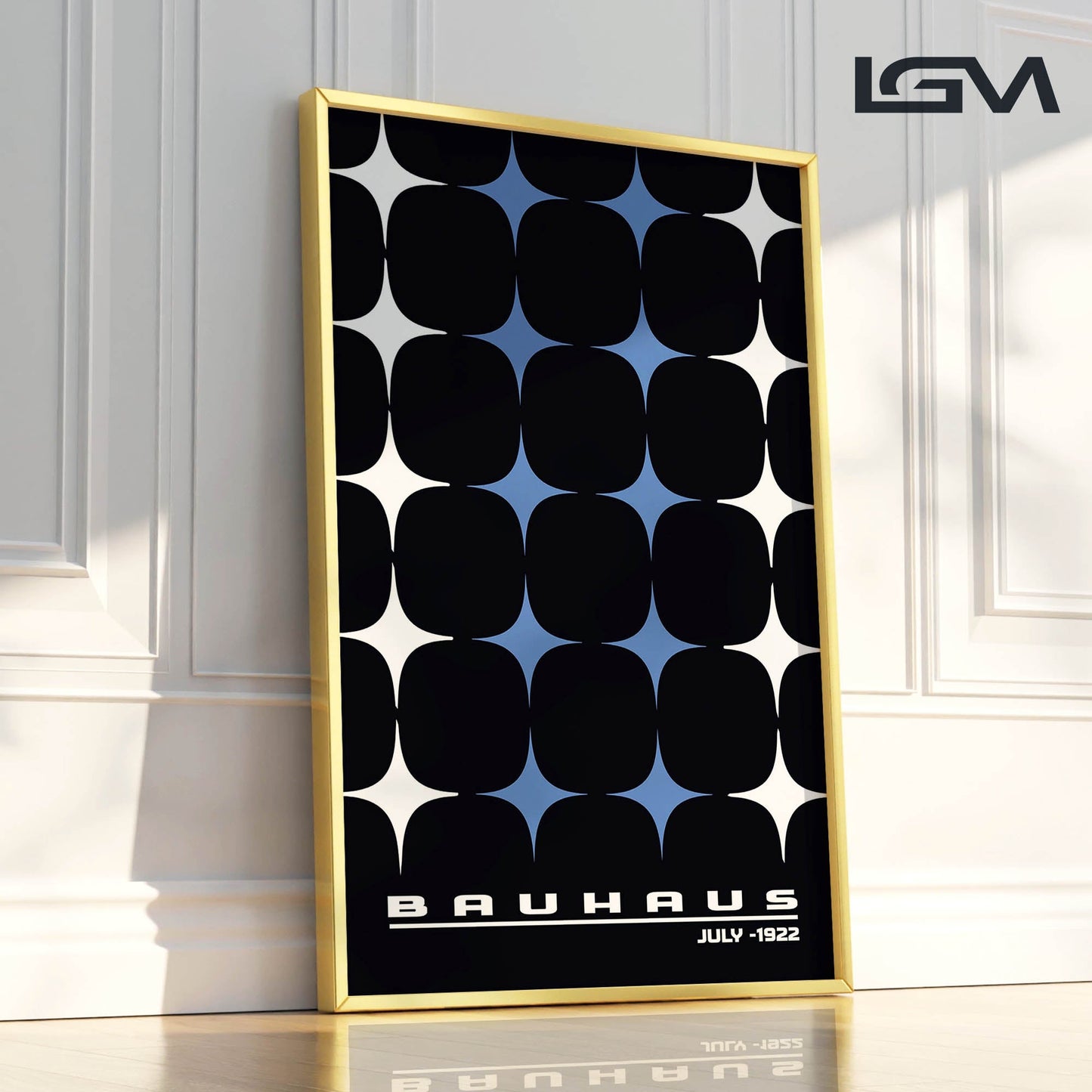 Star-form Grid – Bauhaus Exhibition 1922 | Luxury Framed Glass Wall Art (Multiple Colors)
