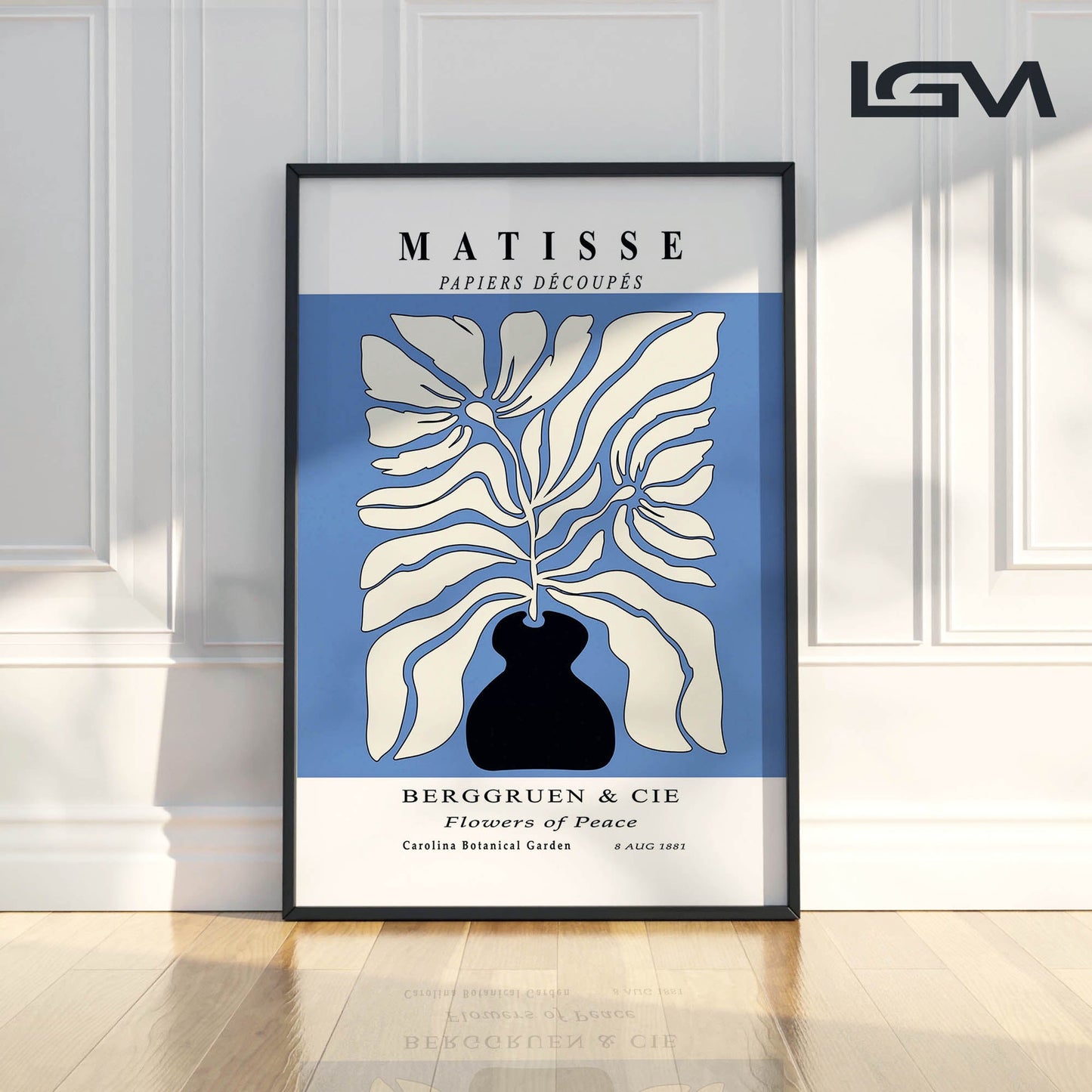 Botanic Serenity- Modern Matisse Inspired Geometric Wall Art – Luxury Framed Glass Wall Decoration (Multiple Colors)