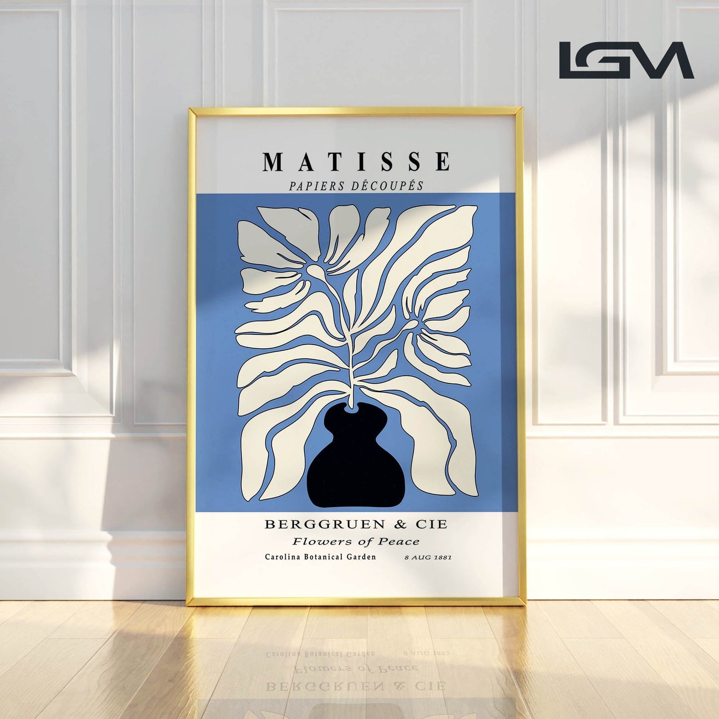 Botanic Serenity- Modern Matisse Inspired Geometric Wall Art – Luxury Framed Glass Wall Decoration (Multiple Colors)