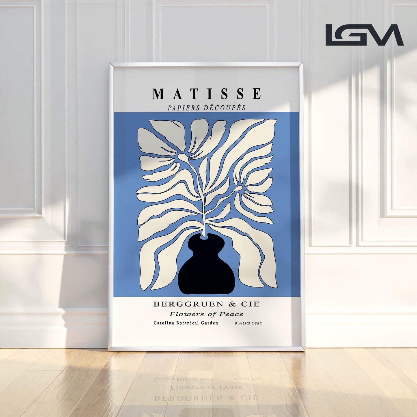 Botanic Serenity- Modern Matisse Inspired Geometric Wall Art – Luxury Framed Glass Wall Decoration (Multiple Colors)