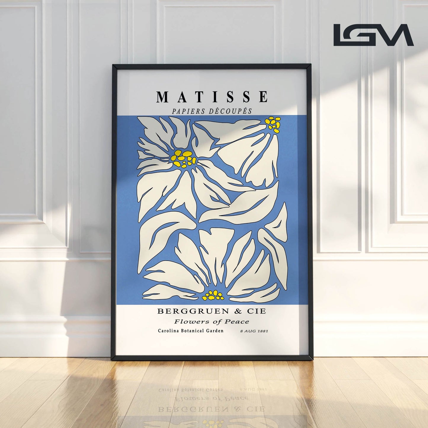 Golden Bloom- Modern Matisse Inspired Geometric Wall Art β Luxury Framed Glass Wall Decoration (Multiple Colors)