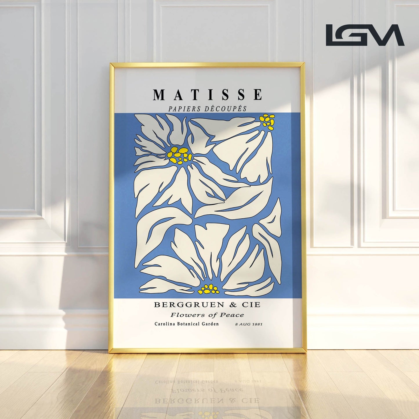 Golden Bloom- Modern Matisse Inspired Geometric Wall Art β Luxury Framed Glass Wall Decoration (Multiple Colors)