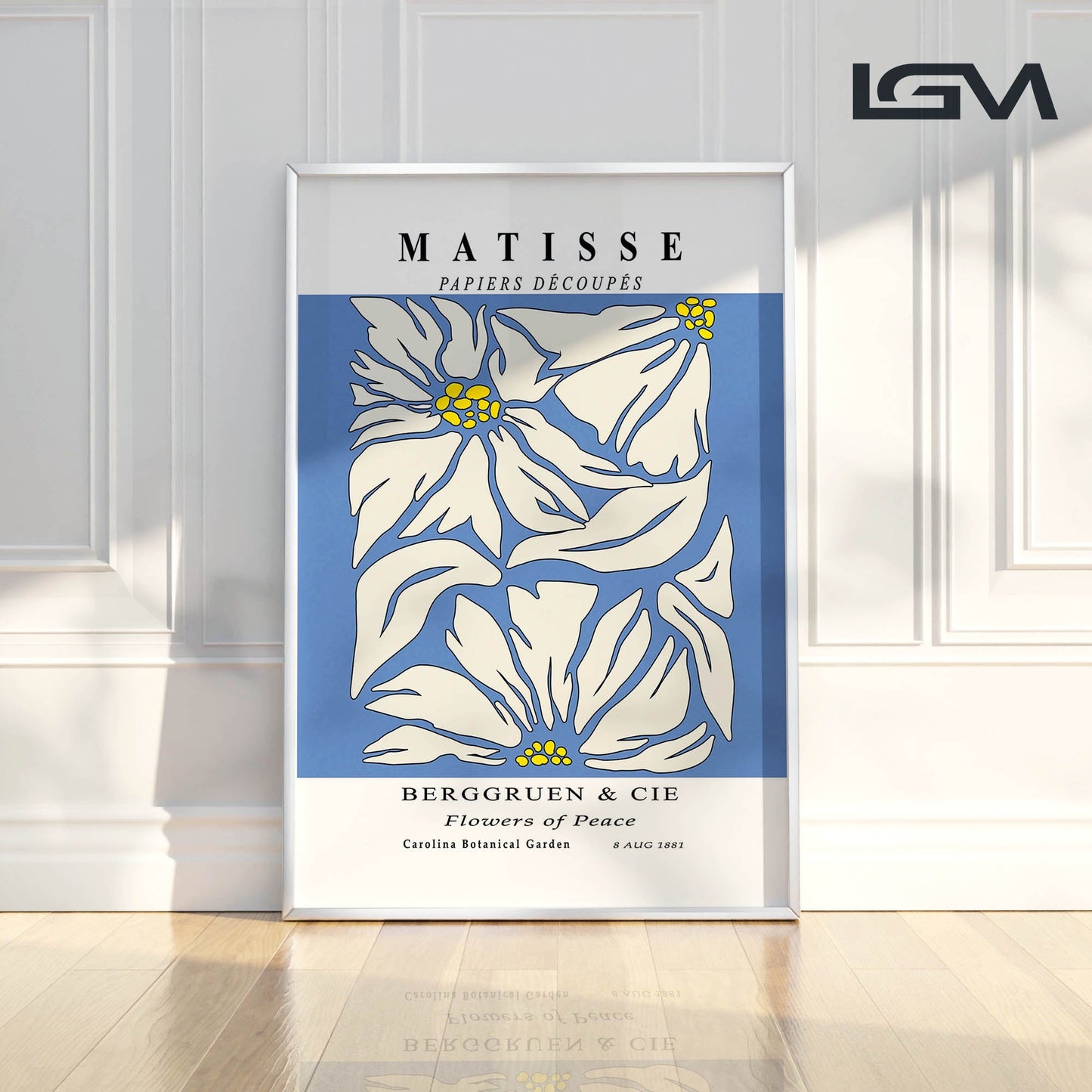 Golden Bloom- Modern Matisse Inspired Geometric Wall Art β Luxury Framed Glass Wall Decoration (Multiple Colors)