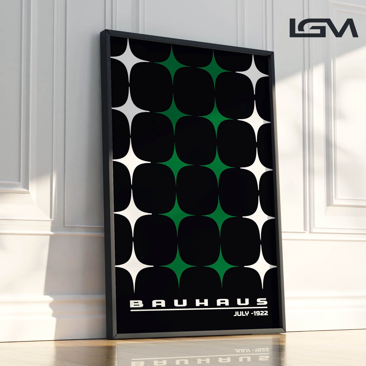 Star-form Grid – Bauhaus Exhibition 1922 | Luxury Framed Glass Wall Art (Multiple Colors)