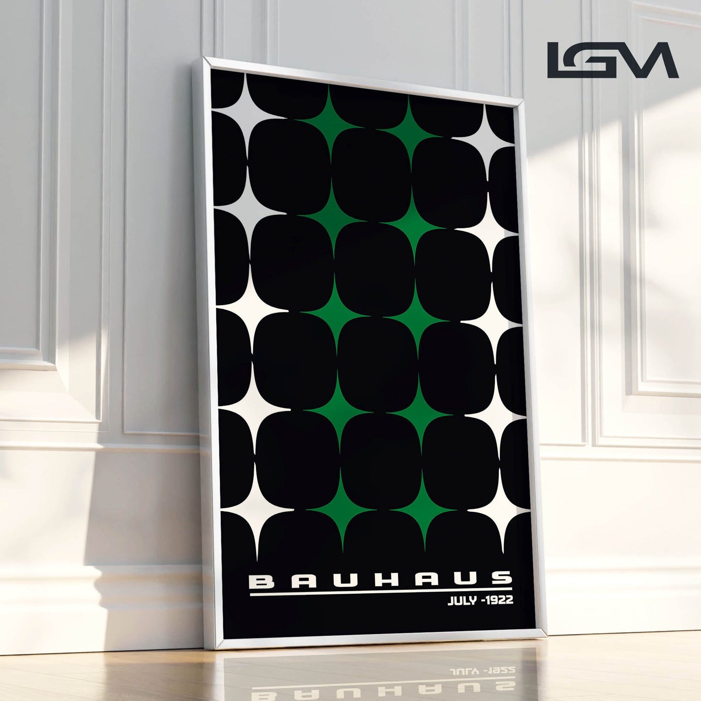 Star-form Grid – Bauhaus Exhibition 1922 | Luxury Framed Glass Wall Art (Multiple Colors)