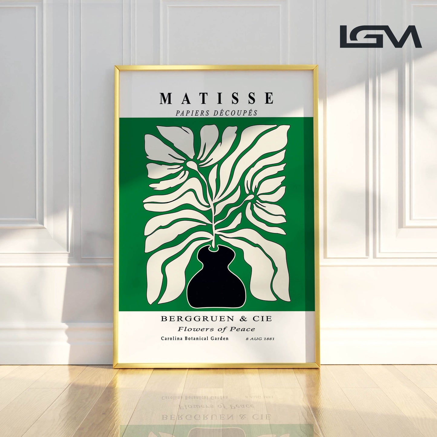 Botanic Serenity- Modern Matisse Inspired Geometric Wall Art – Luxury Framed Glass Wall Decoration (Multiple Colors)