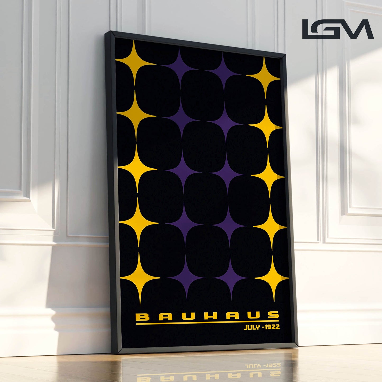 Star-form Grid – Bauhaus Exhibition 1922 | Luxury Framed Glass Wall Art (Multiple Colors)