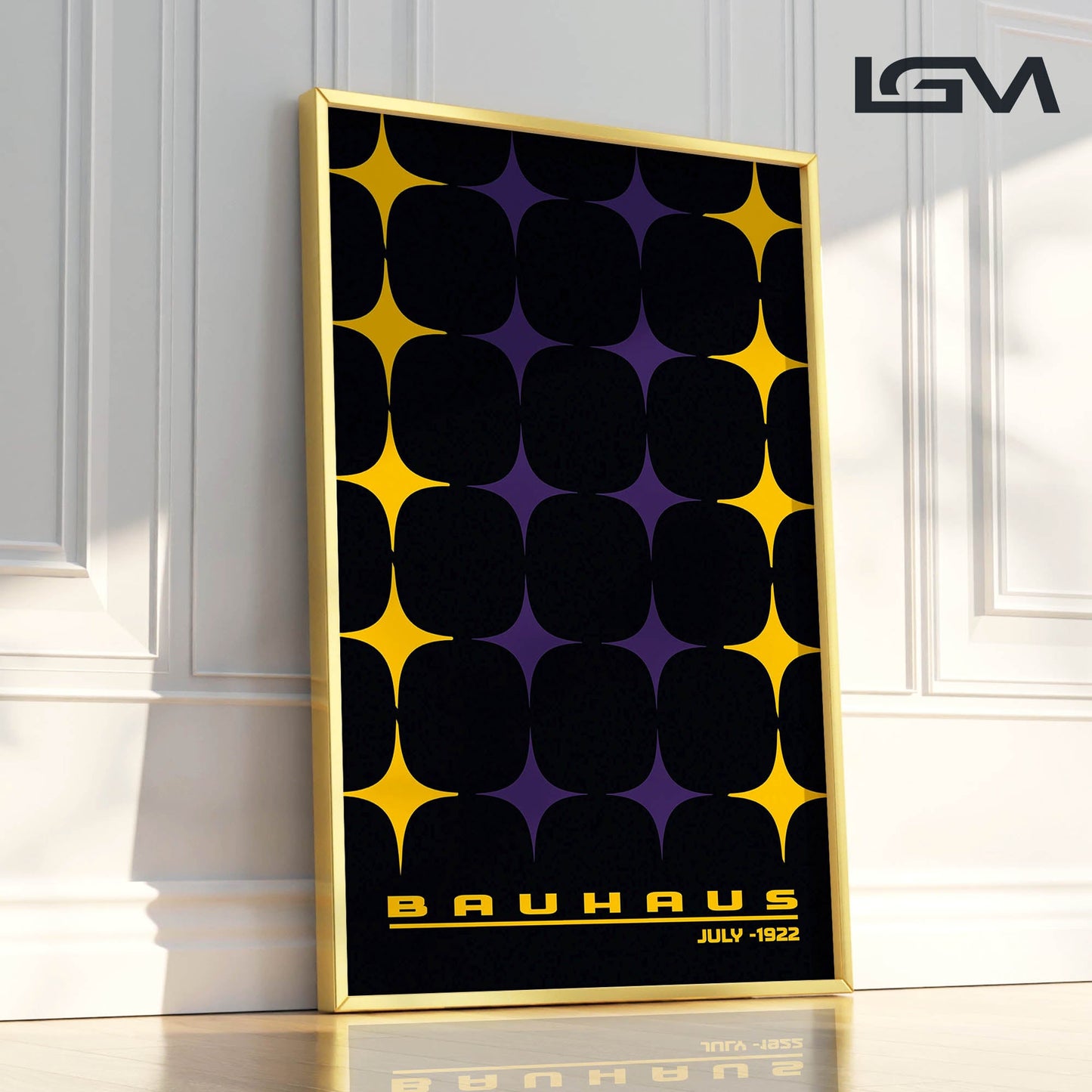Star-form Grid – Bauhaus Exhibition 1922 | Luxury Framed Glass Wall Art (Multiple Colors)