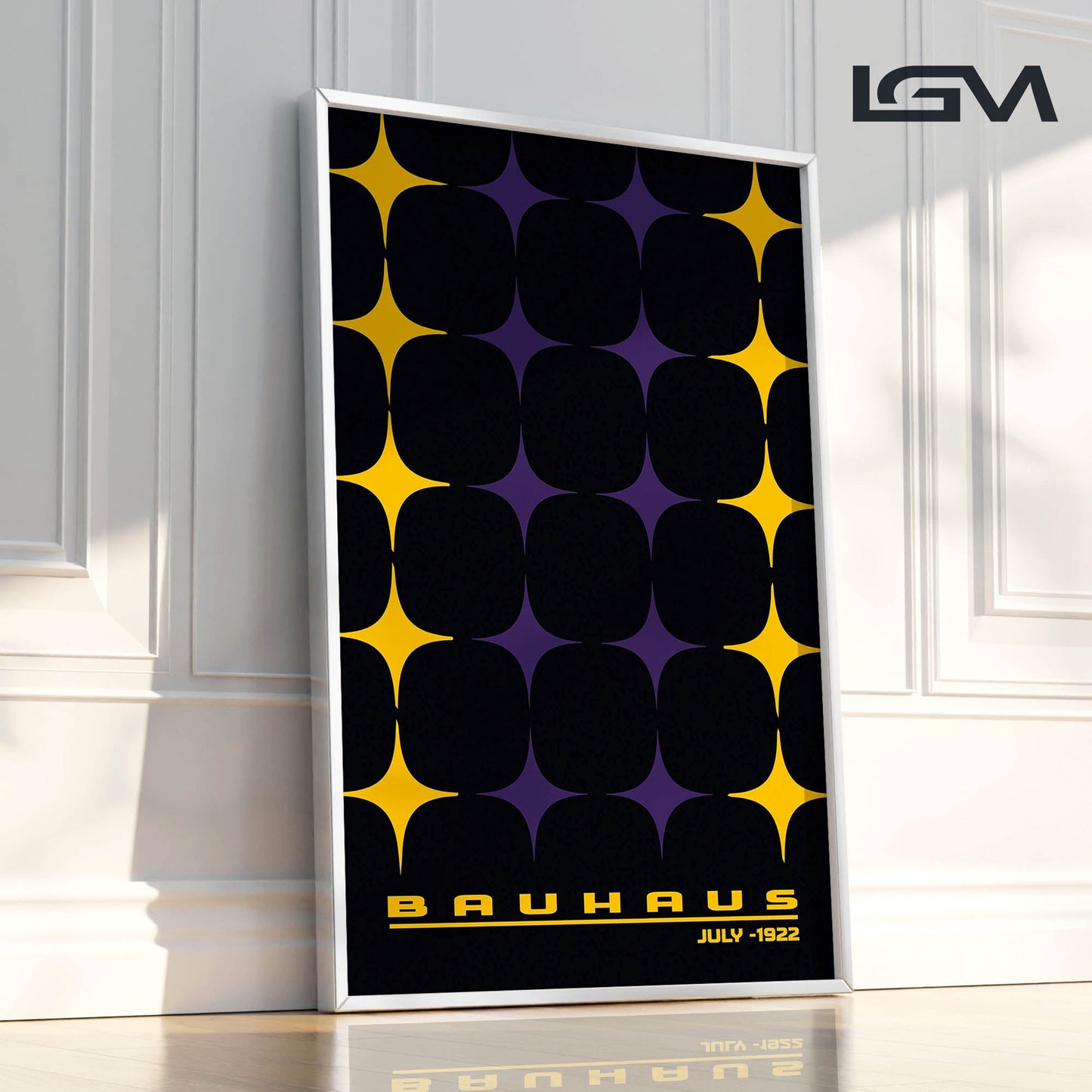 Star-form Grid – Bauhaus Exhibition 1922 | Luxury Framed Glass Wall Art (Multiple Colors)