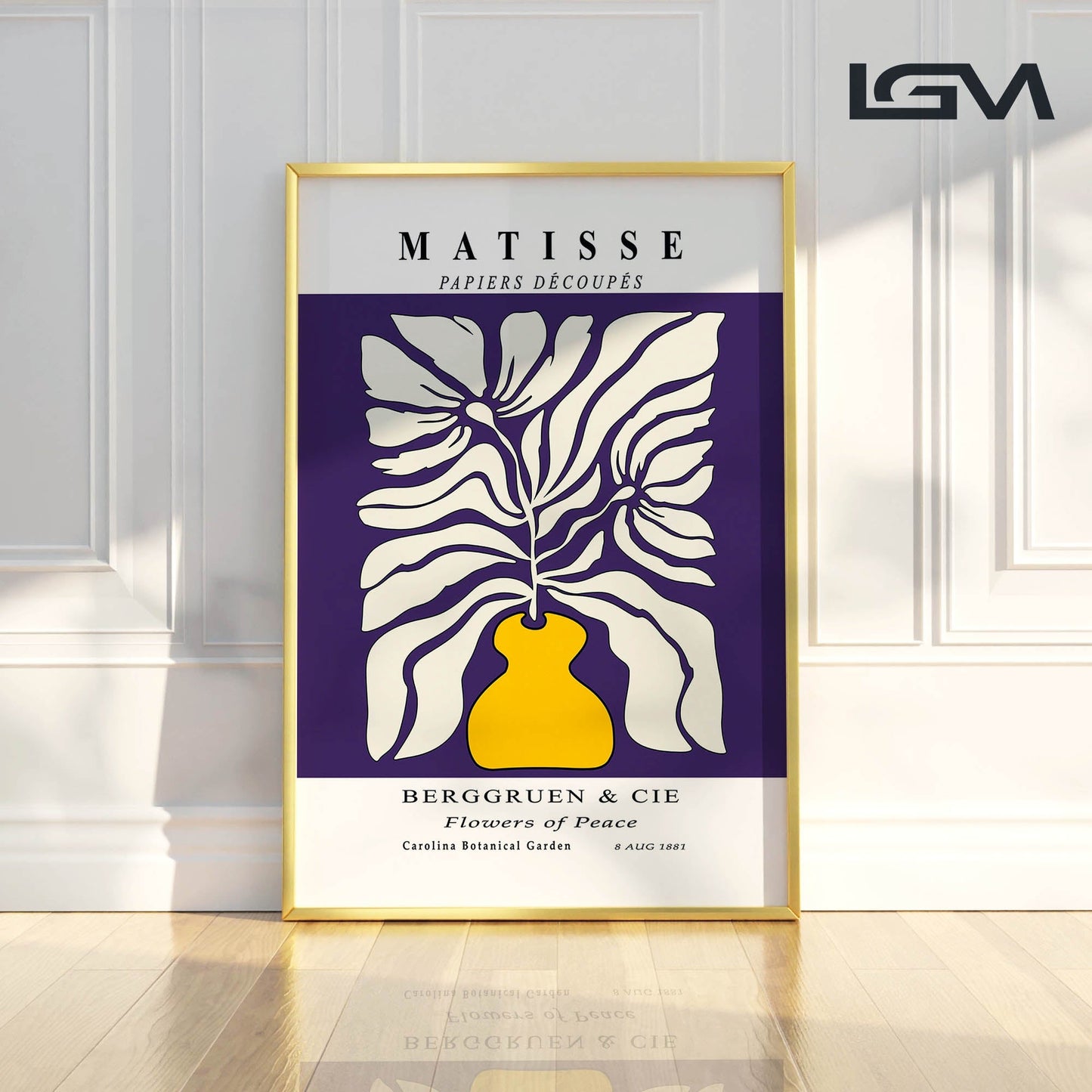 Botanic Serenity- Modern Matisse Inspired Geometric Wall Art β Luxury Framed Glass Wall Decoration (Multiple Colors)