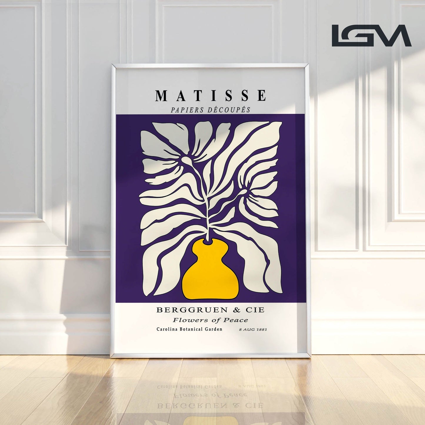 Botanic Serenity- Modern Matisse Inspired Geometric Wall Art – Luxury Framed Glass Wall Decoration (Multiple Colors)