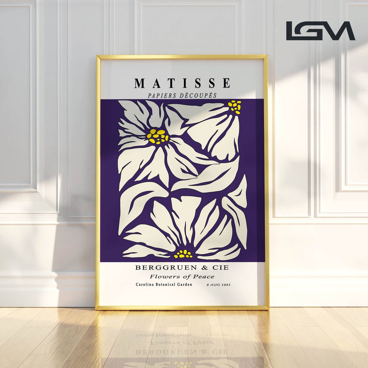 Golden Bloom- Modern Matisse Inspired Geometric Wall Art β Luxury Framed Glass Wall Decoration (Multiple Colors)