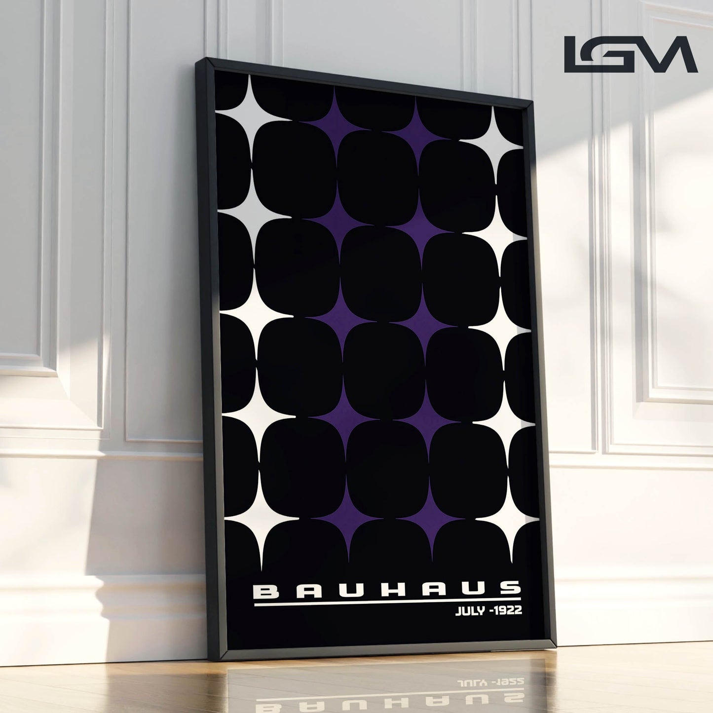 Star-form Grid – Bauhaus Exhibition 1922 | Luxury Framed Glass Wall Art (Multiple Colors)