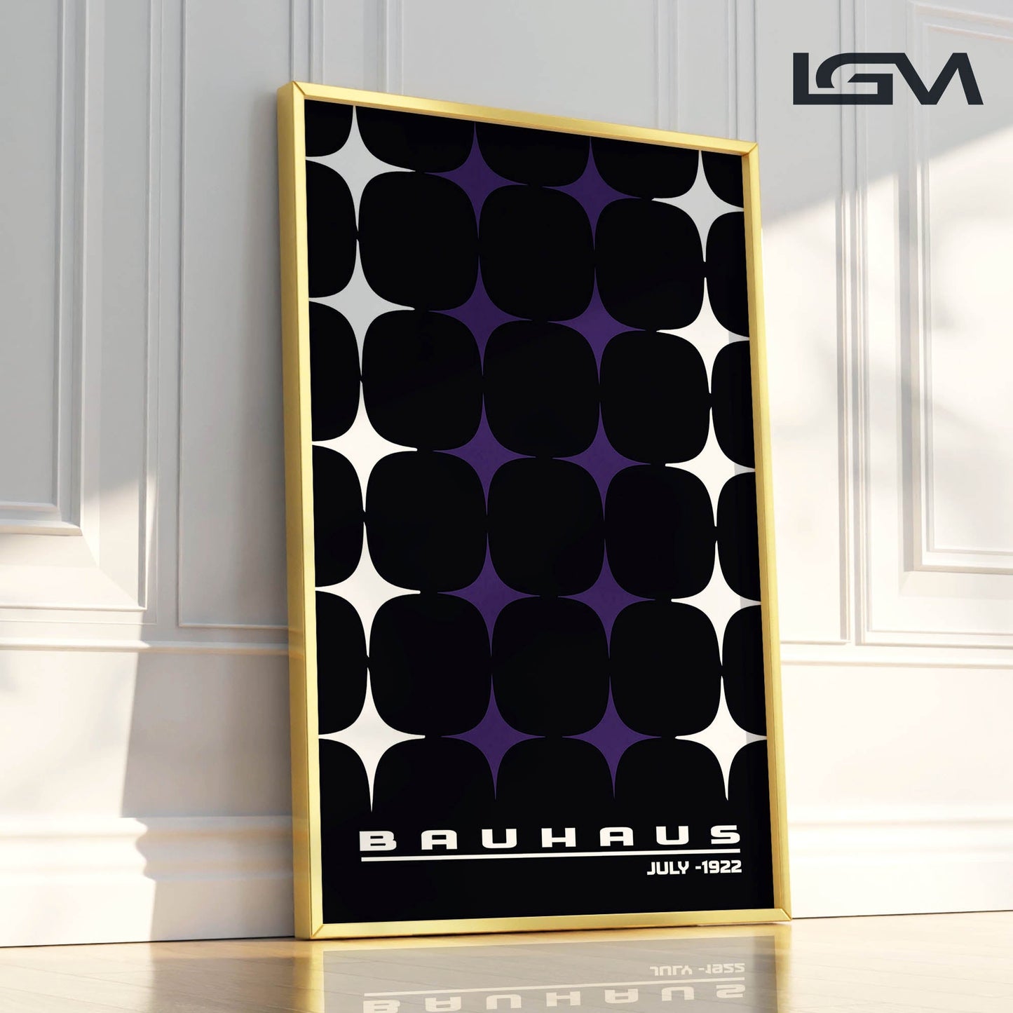 Star-form Grid – Bauhaus Exhibition 1922 | Luxury Framed Glass Wall Art (Multiple Colors)
