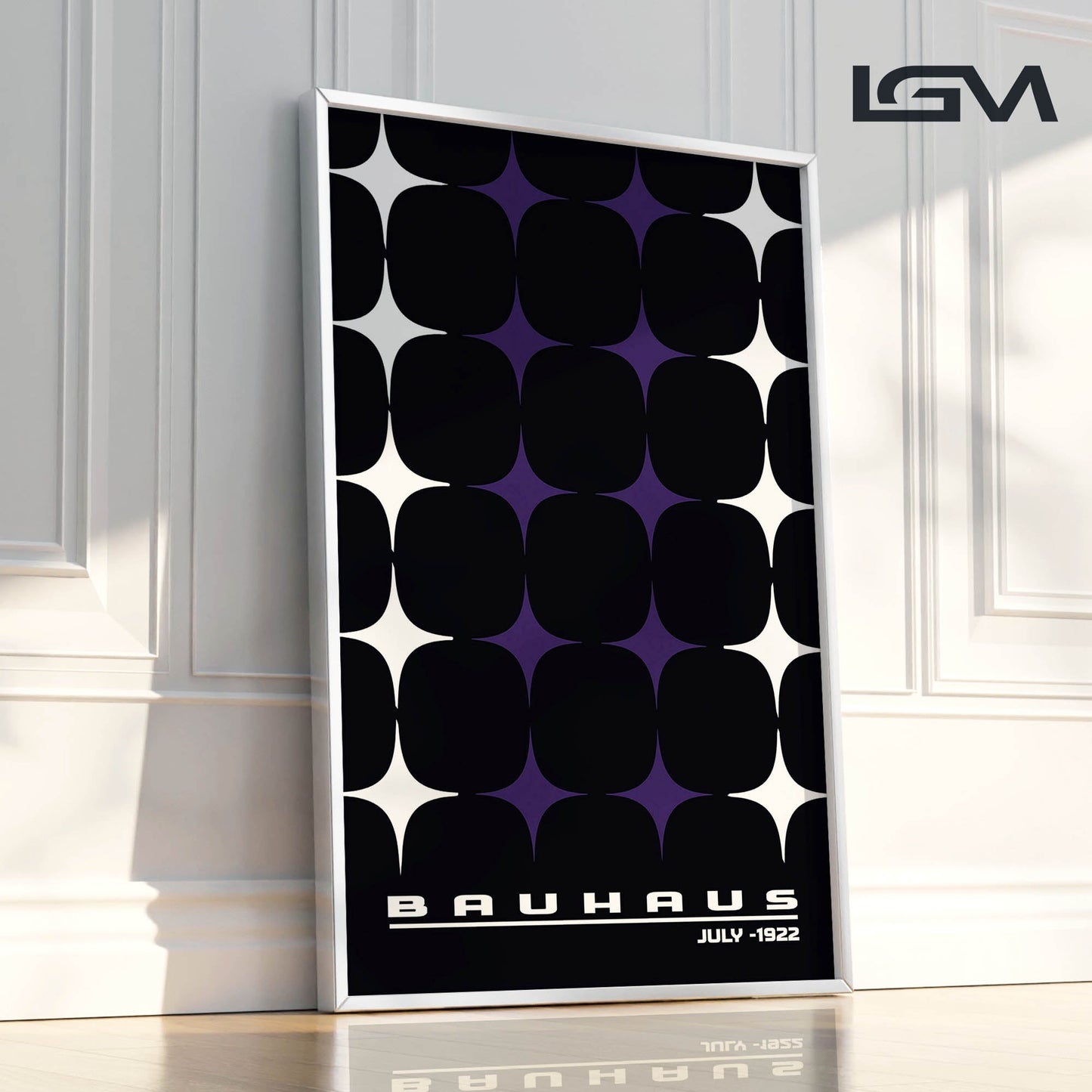 Star-form Grid – Bauhaus Exhibition 1922 | Luxury Framed Glass Wall Art (Multiple Colors)