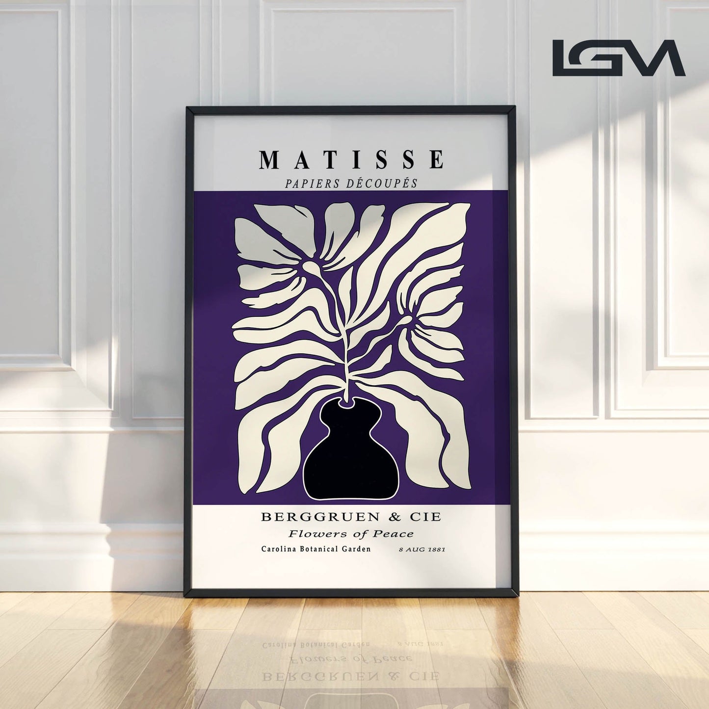 Botanic Serenity- Modern Matisse Inspired Geometric Wall Art – Luxury Framed Glass Wall Decoration (Multiple Colors)