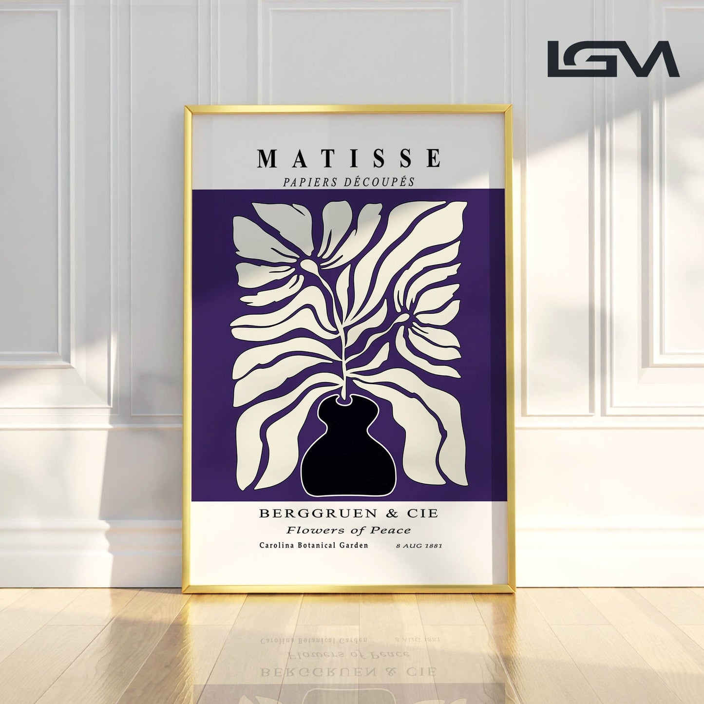 Botanic Serenity- Modern Matisse Inspired Geometric Wall Art – Luxury Framed Glass Wall Decoration (Multiple Colors)