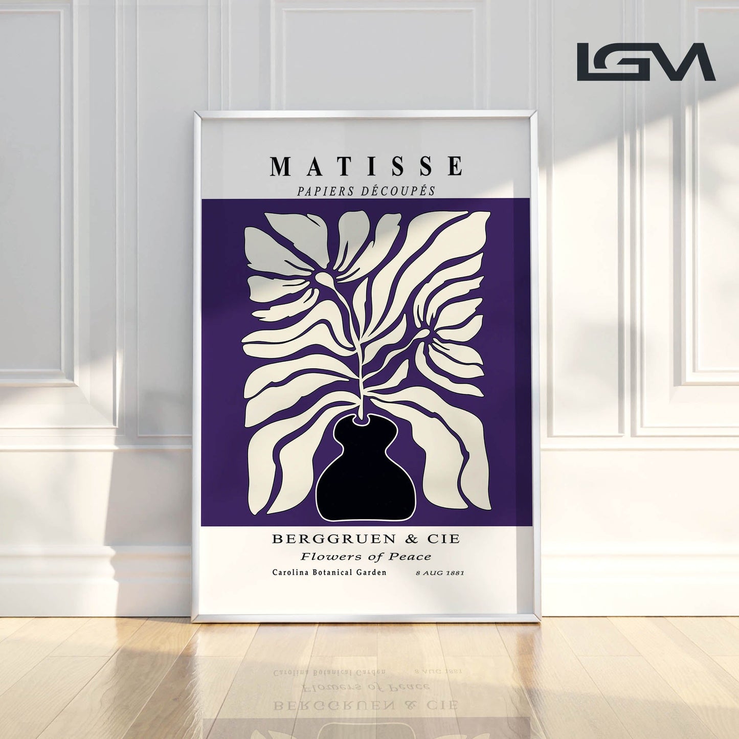 Botanic Serenity- Modern Matisse Inspired Geometric Wall Art – Luxury Framed Glass Wall Decoration (Multiple Colors)
