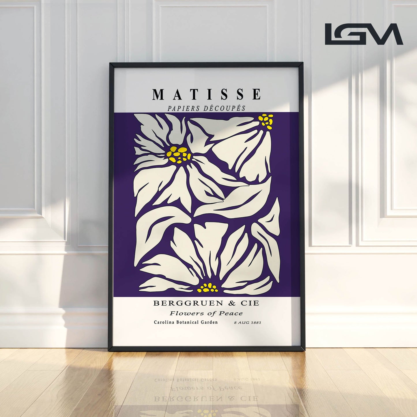 Golden Bloom- Modern Matisse Inspired Geometric Wall Art β Luxury Framed Glass Wall Decoration (Multiple Colors)