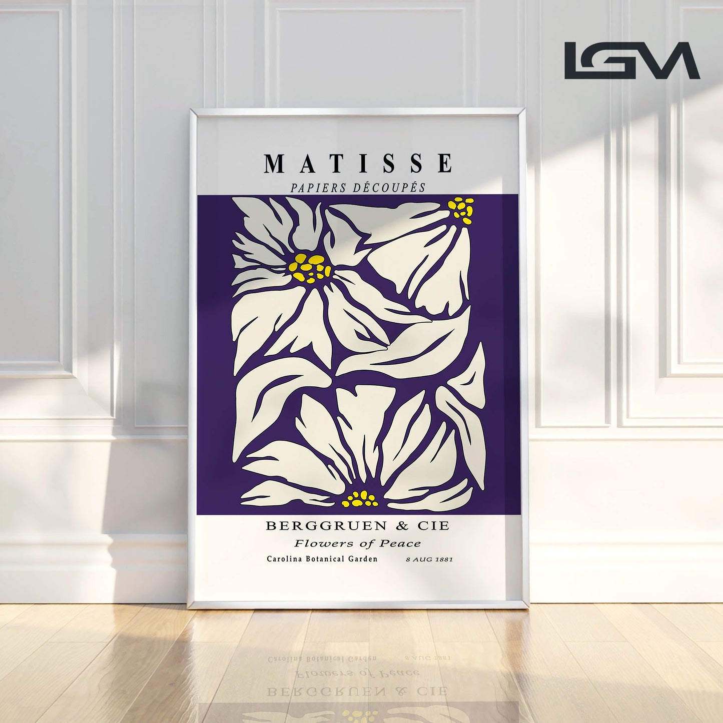 Golden Bloom- Modern Matisse Inspired Geometric Wall Art β Luxury Framed Glass Wall Decoration (Multiple Colors)