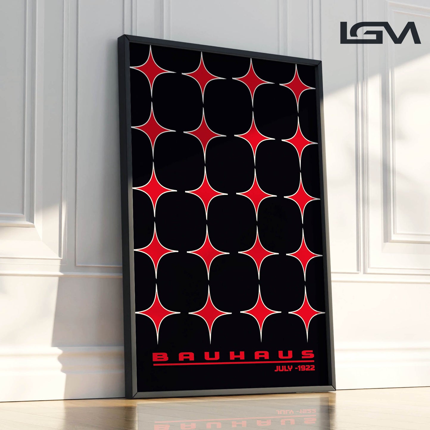 Star-form Grid – Bauhaus Exhibition 1922 | Luxury Framed Glass Wall Art (Multiple Colors)
