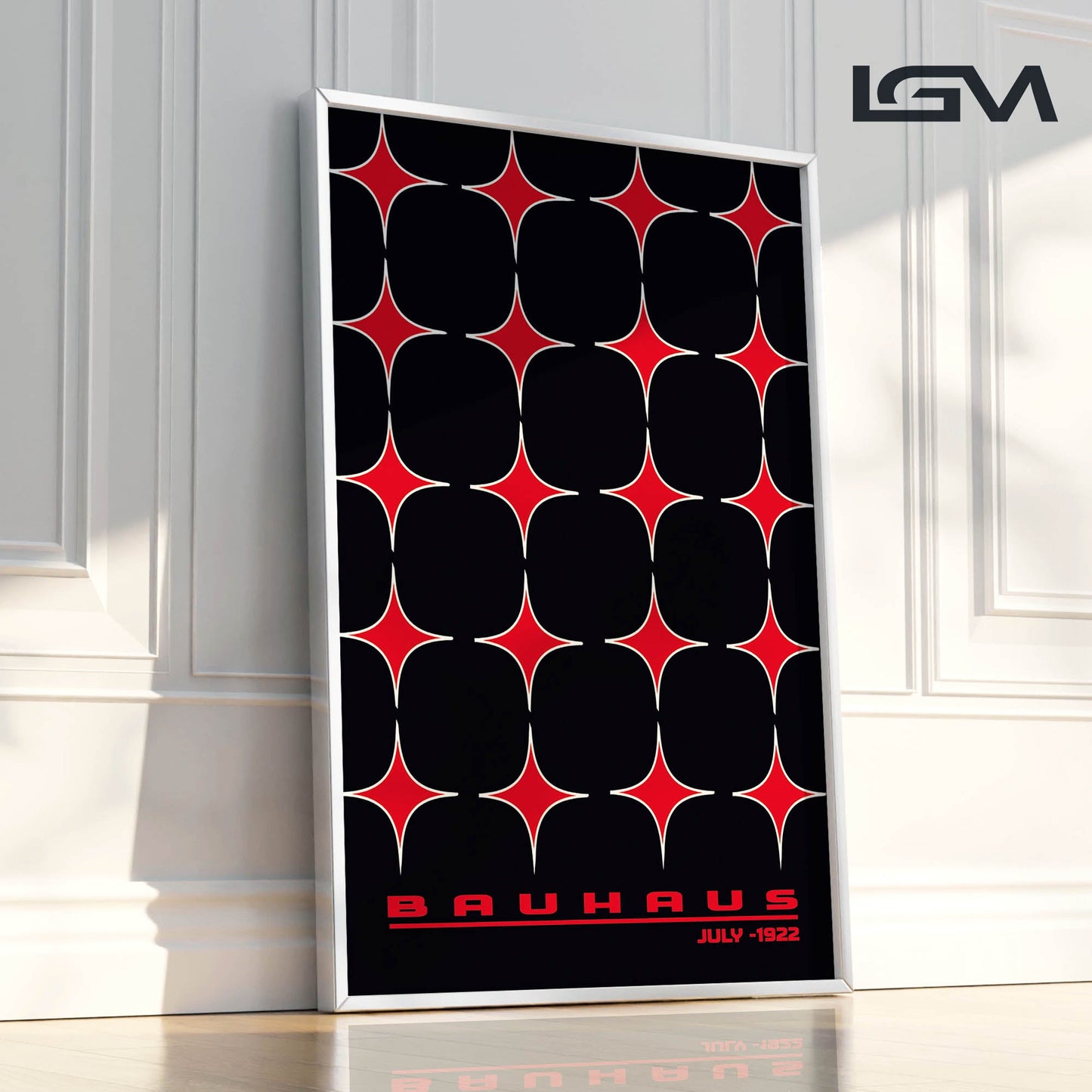 Star-form Grid – Bauhaus Exhibition 1922 | Luxury Framed Glass Wall Art (Multiple Colors)