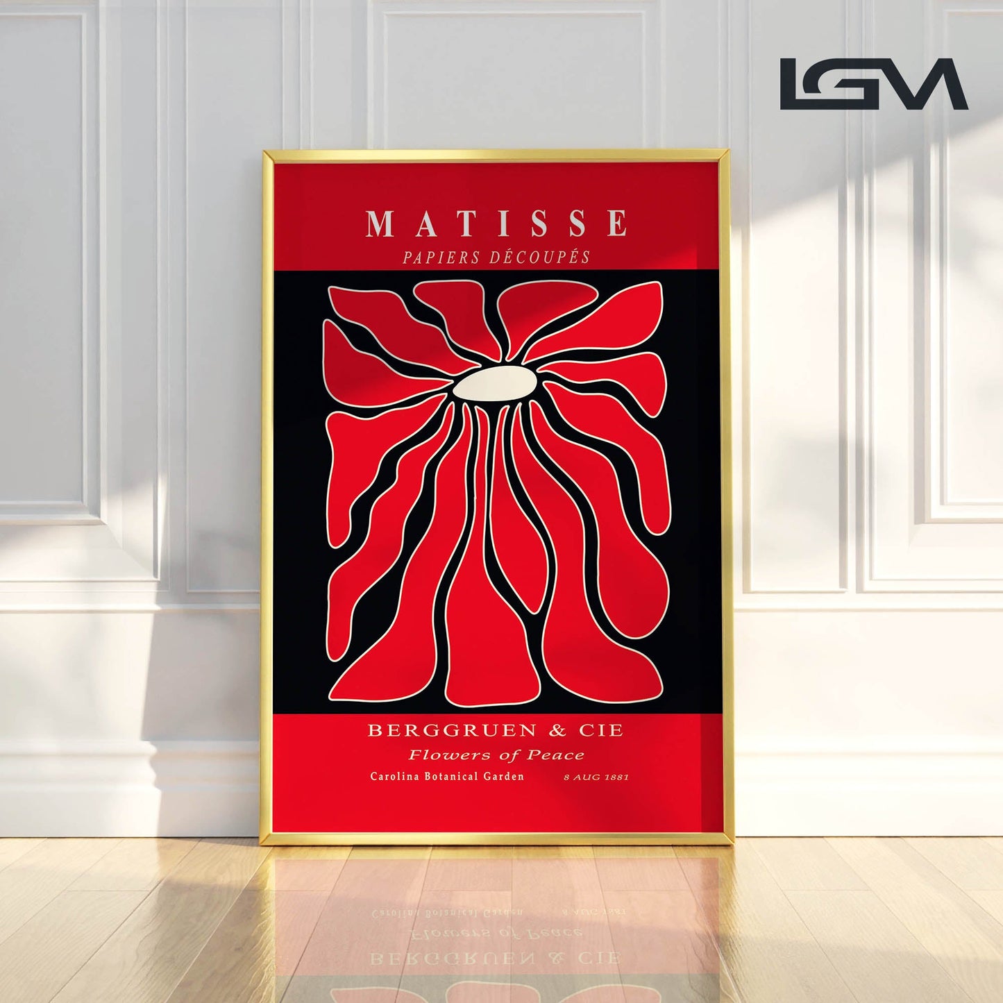 Radiant Bloom - Modern Matisse Inspired Geometric Wall Art β Luxury Glass Wall Decoration (Multiple Colors)