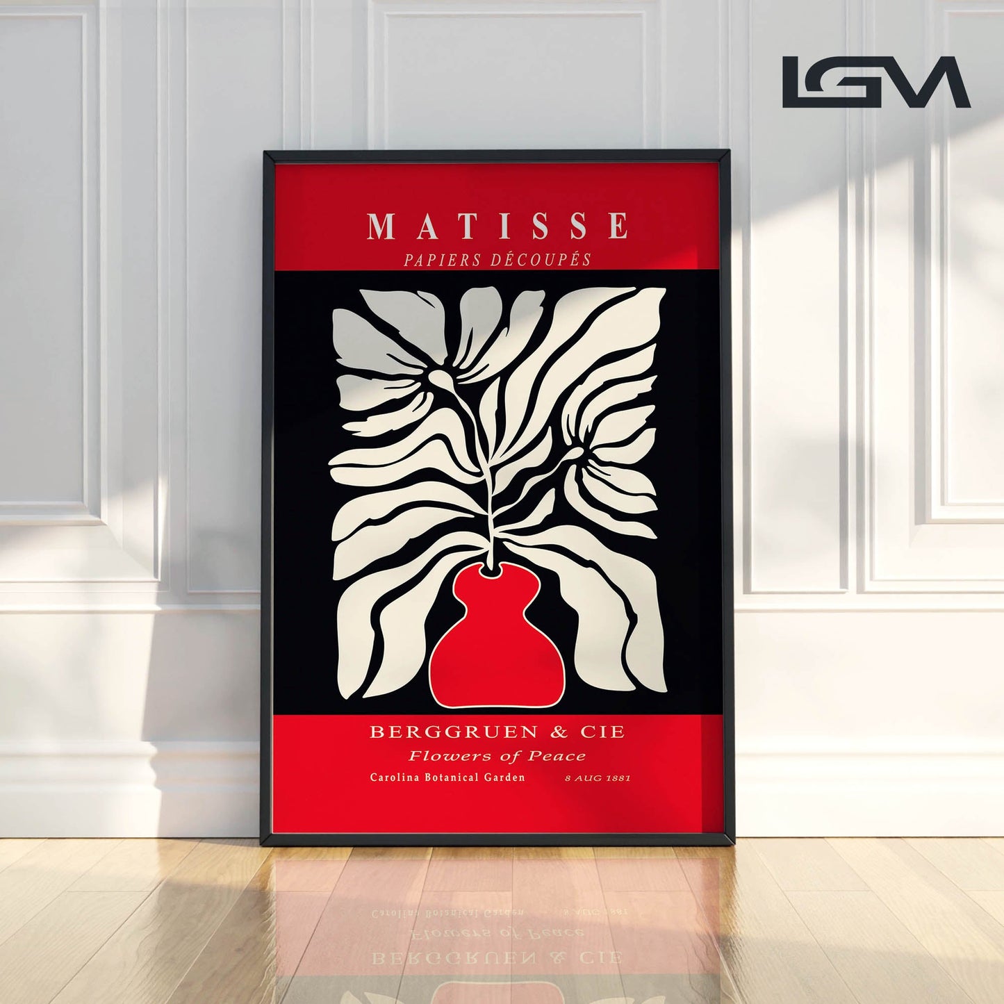 Botanic Serenity- Modern Matisse Inspired Geometric Wall Art – Luxury Framed Glass Wall Decoration (Multiple Colors)