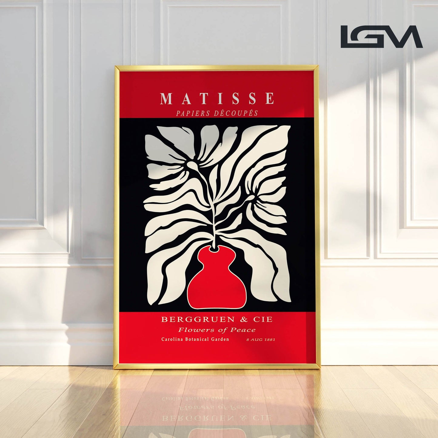 Botanic Serenity- Modern Matisse Inspired Geometric Wall Art β Luxury Framed Glass Wall Decoration (Multiple Colors)
