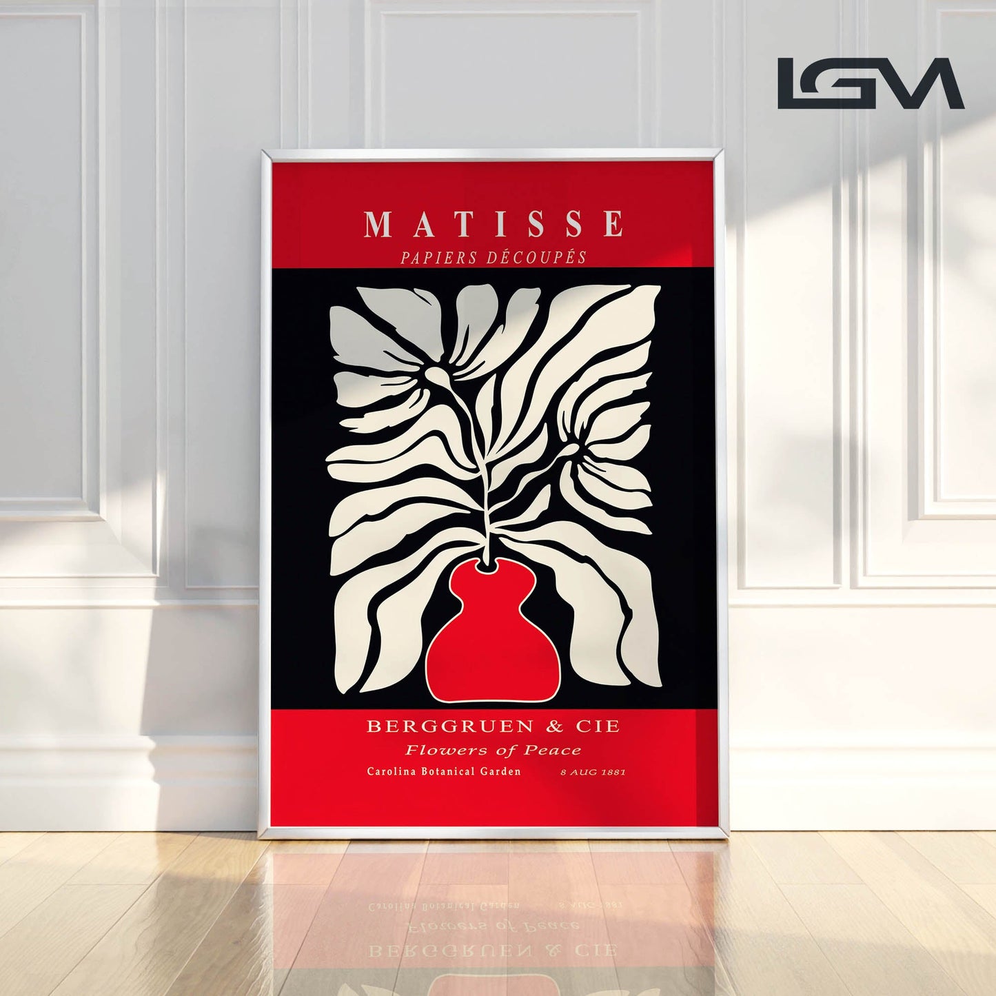 Botanic Serenity- Modern Matisse Inspired Geometric Wall Art – Luxury Framed Glass Wall Decoration (Multiple Colors)