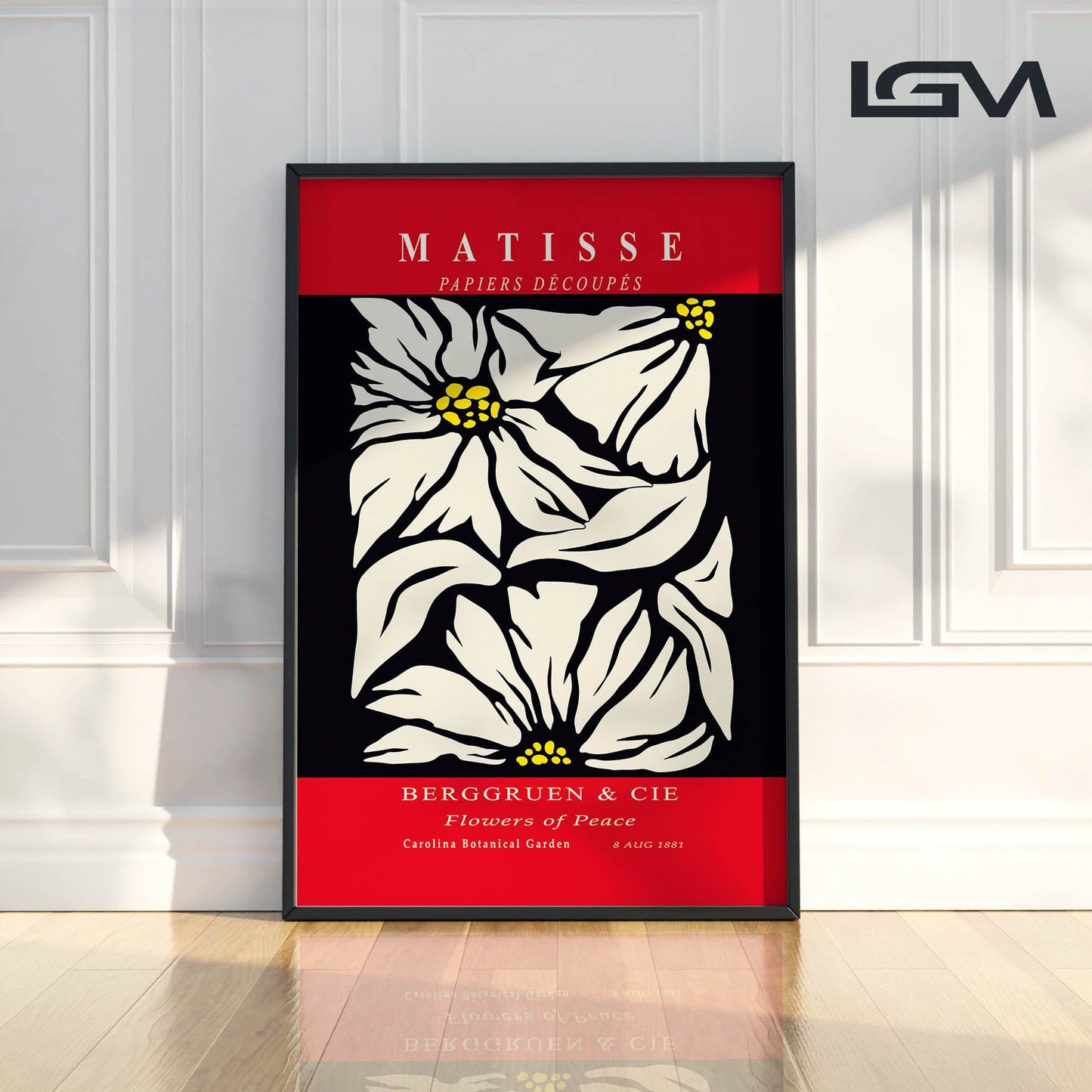 Golden Bloom- Modern Matisse Inspired Geometric Wall Art β Luxury Framed Glass Wall Decoration (Multiple Colors)