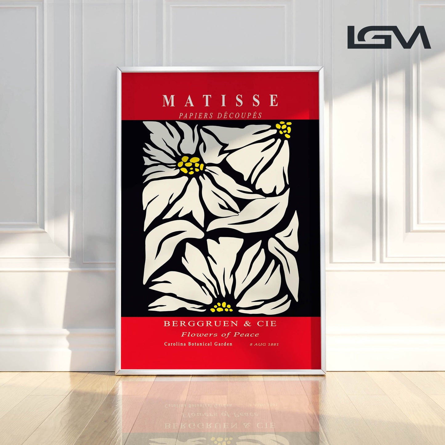 Golden Bloom- Modern Matisse Inspired Geometric Wall Art β Luxury Framed Glass Wall Decoration (Multiple Colors)