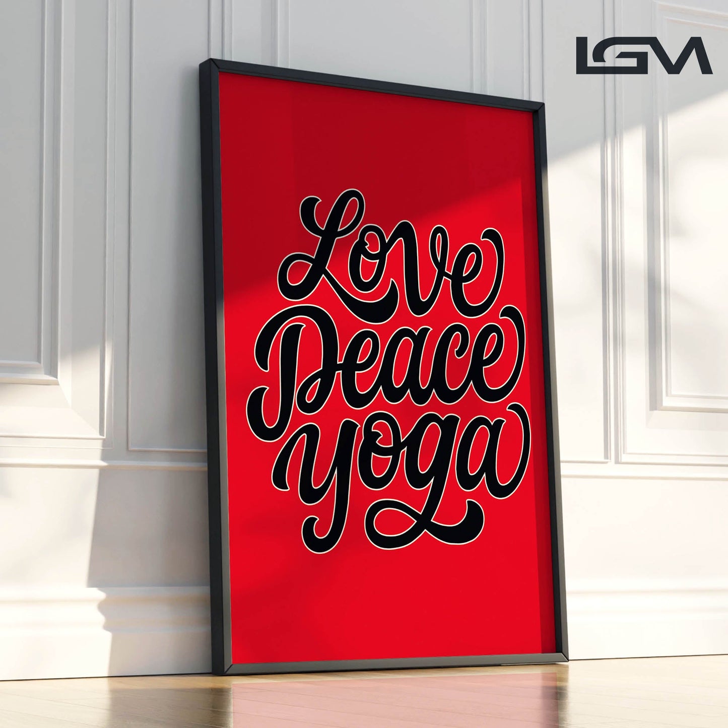 Love Peace Yoga - Luxury Framed Wall Art (Multiple Colors)