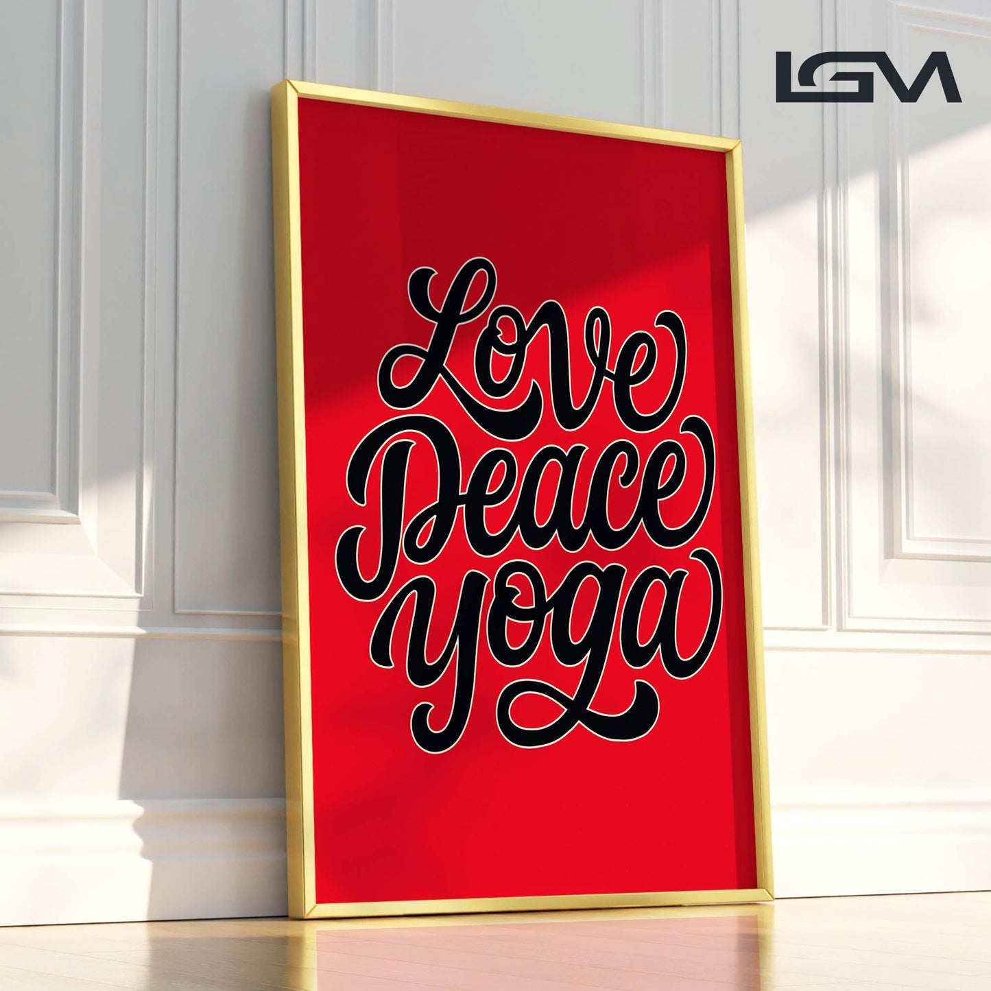 Love Peace Yoga - Luxury Framed Wall Art (Multiple Colors)