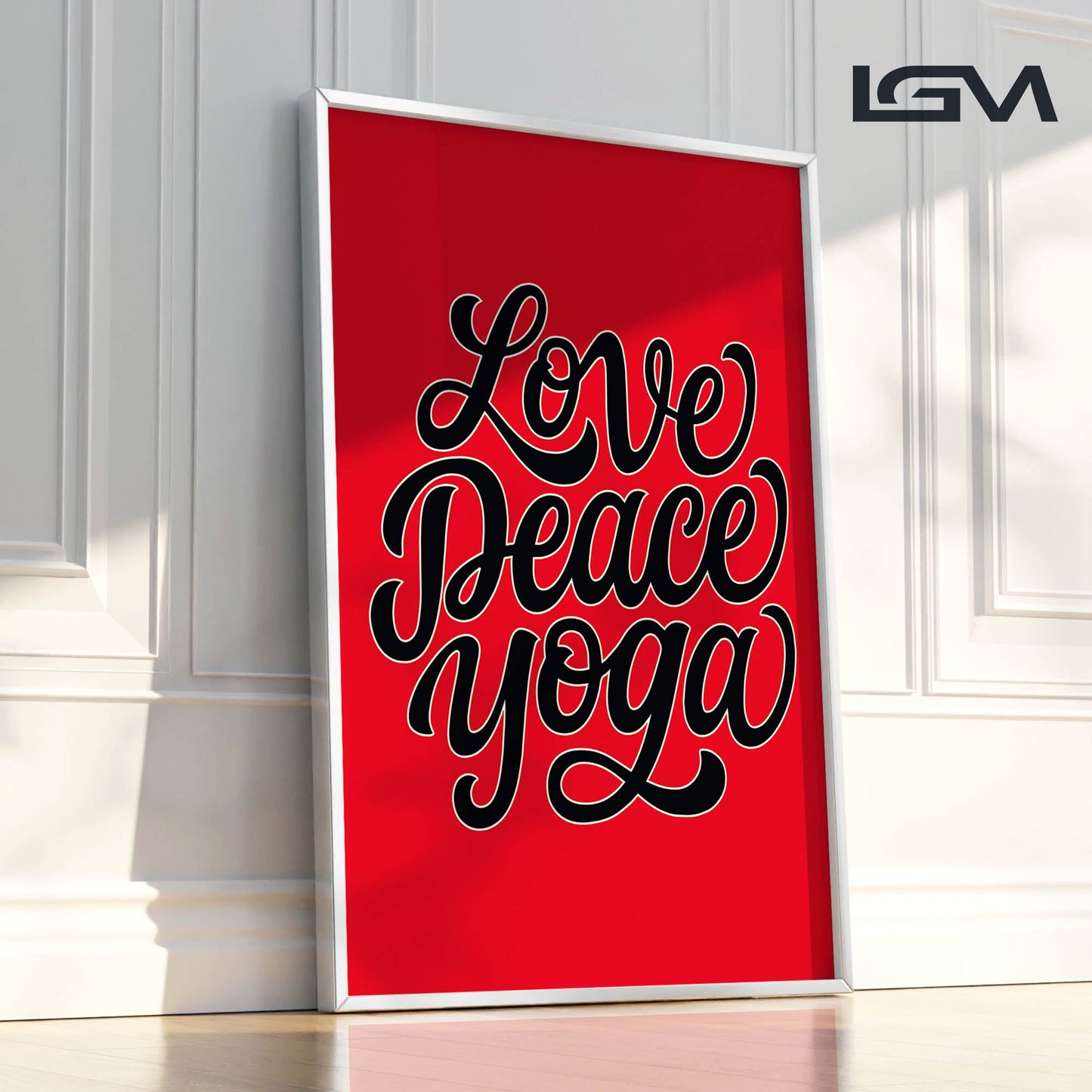 Love Peace Yoga - Luxury Framed Wall Art (Multiple Colors)