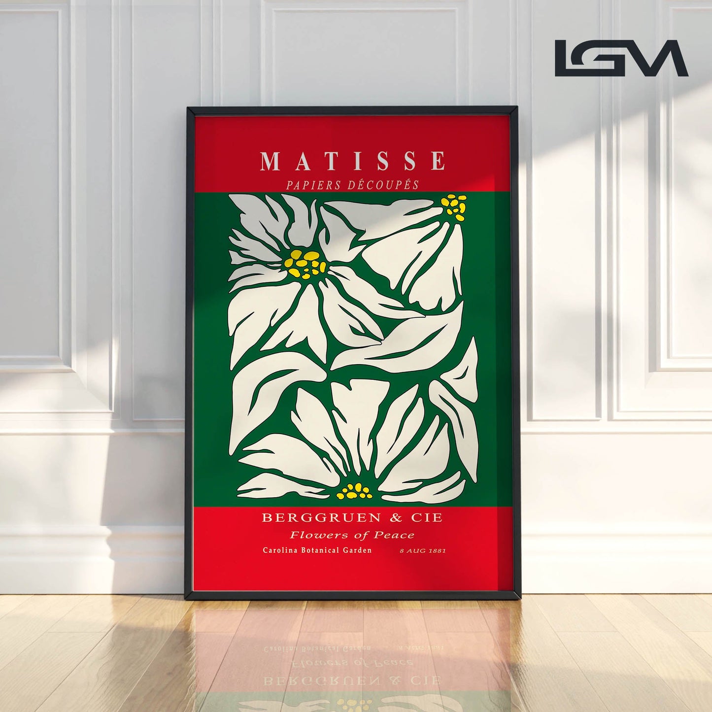 Golden Bloom- Modern Matisse Inspired Geometric Wall Art β Luxury Framed Glass Wall Decoration (Multiple Colors)