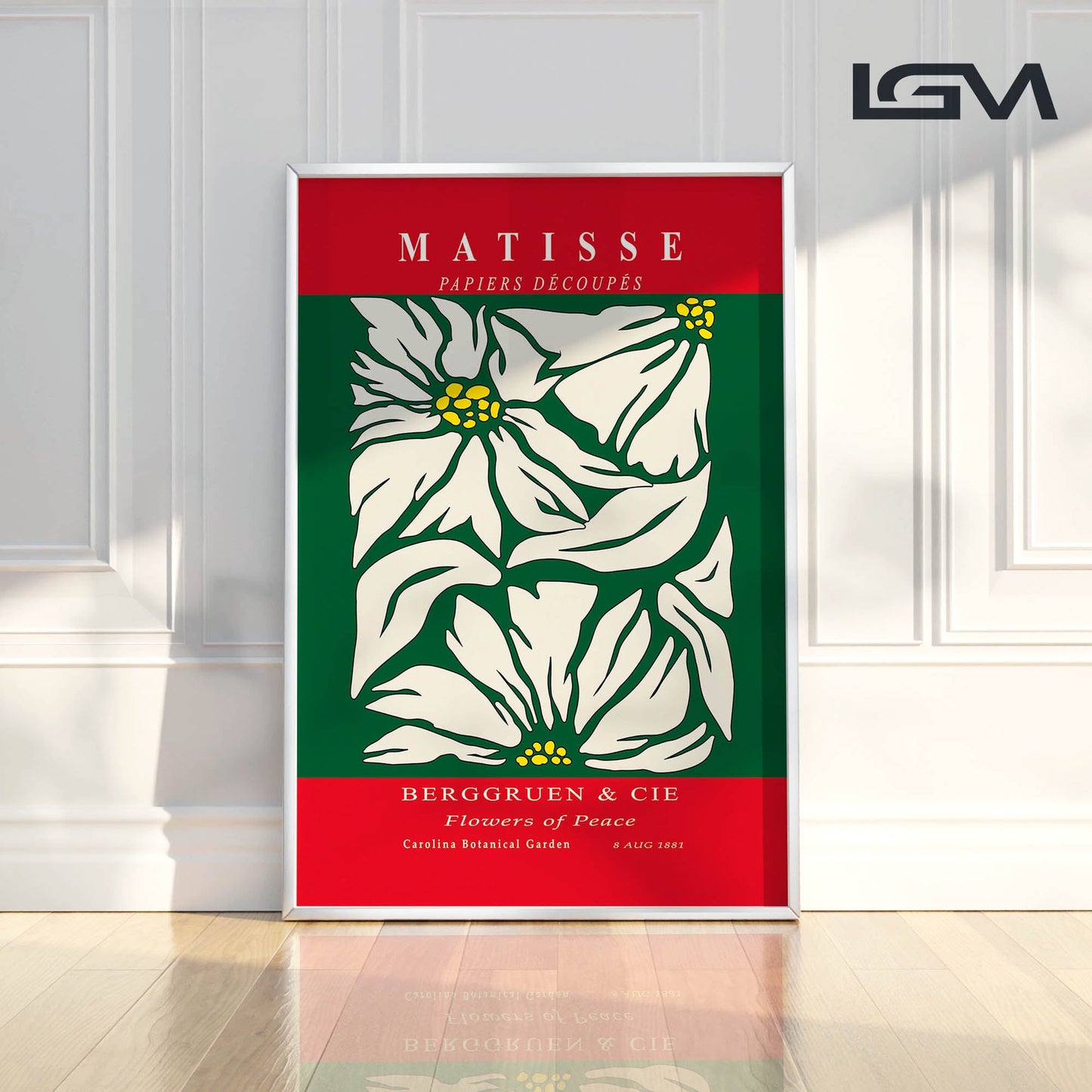 Golden Bloom- Modern Matisse Inspired Geometric Wall Art β Luxury Framed Glass Wall Decoration (Multiple Colors)