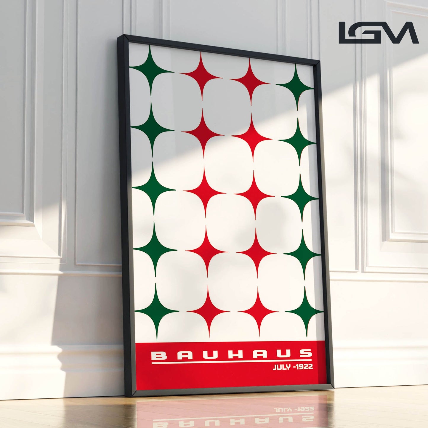 Star-form Grid – Bauhaus Exhibition 1922 | Luxury Framed Glass Wall Art (Multiple Colors)