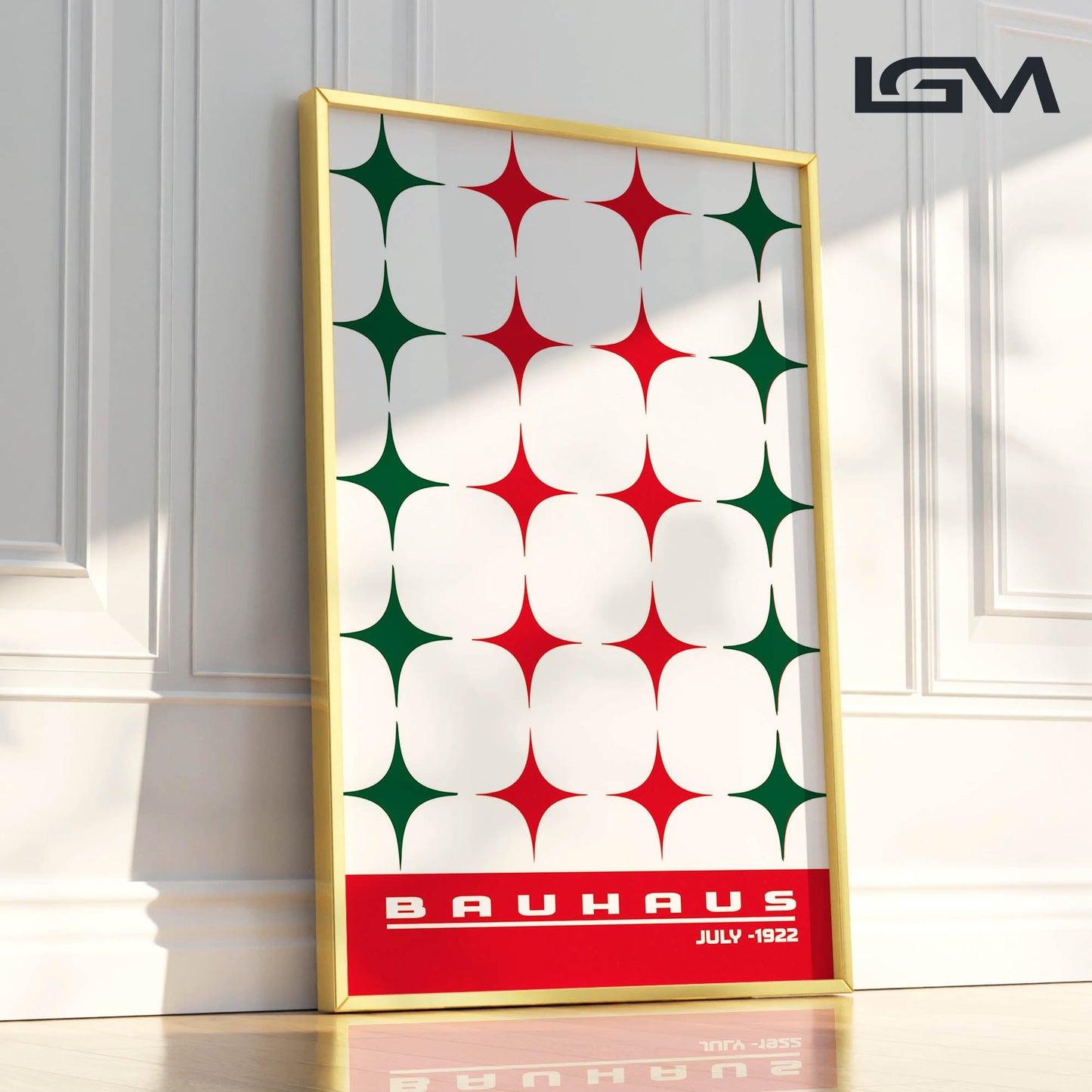 Star-form Grid – Bauhaus Exhibition 1922 | Luxury Framed Glass Wall Art (Multiple Colors)