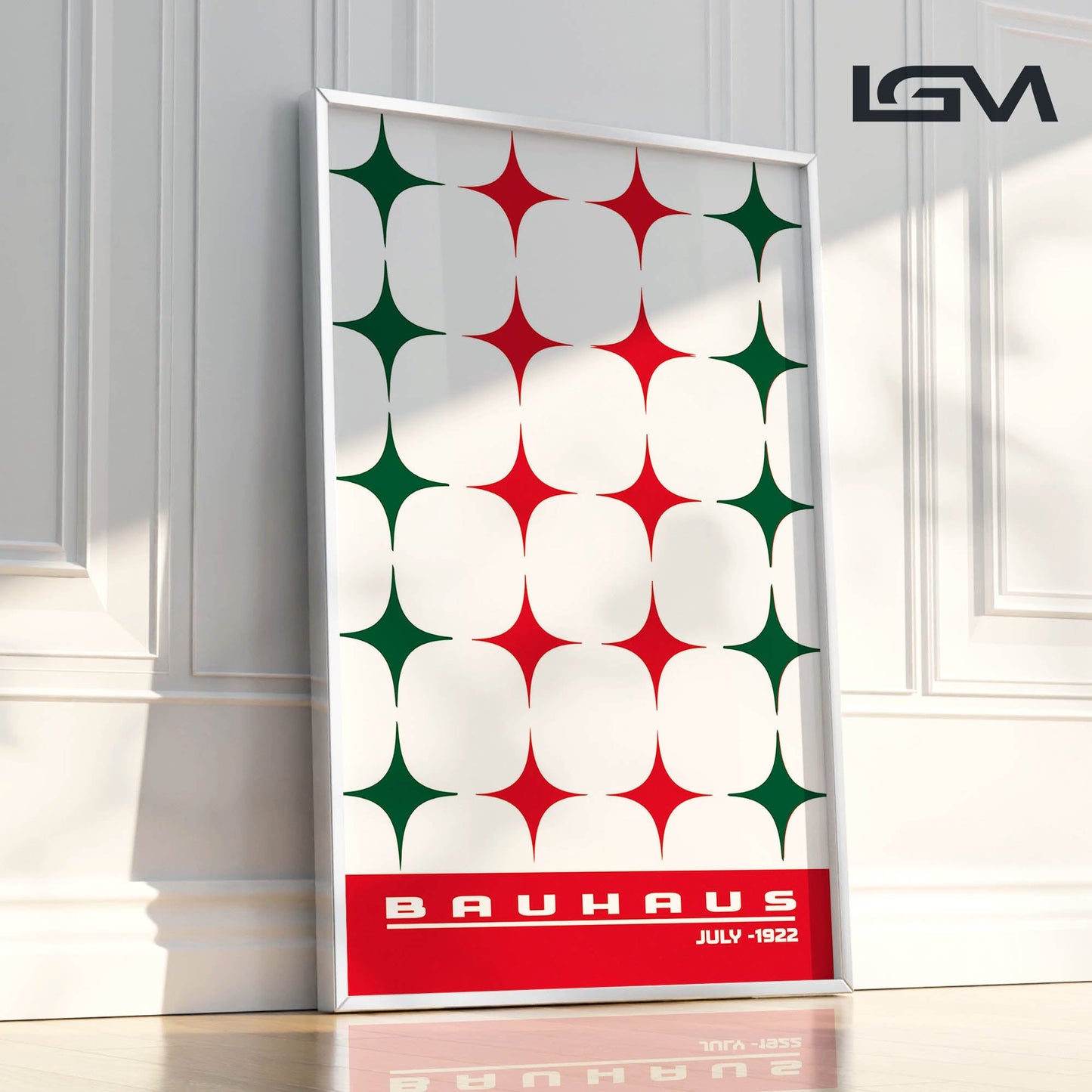 Star-form Grid – Bauhaus Exhibition 1922 | Luxury Framed Glass Wall Art (Multiple Colors)