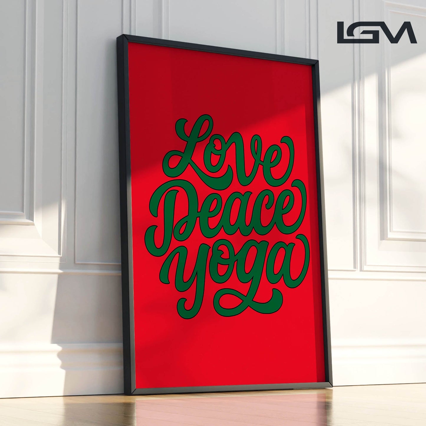 Love Peace Yoga - Luxury Framed Wall Art (Multiple Colors)