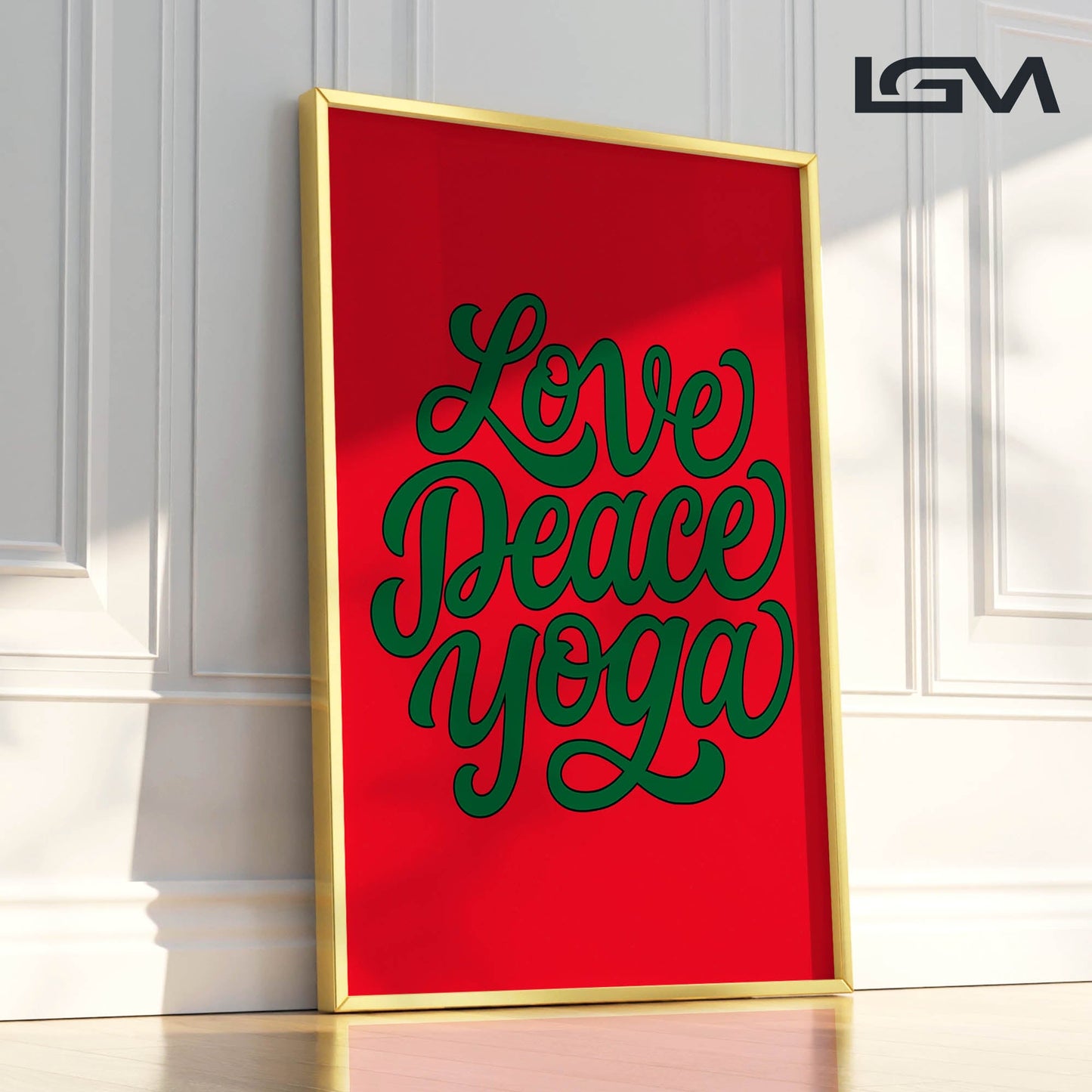 Love Peace Yoga - Luxury Framed Wall Art (Multiple Colors)