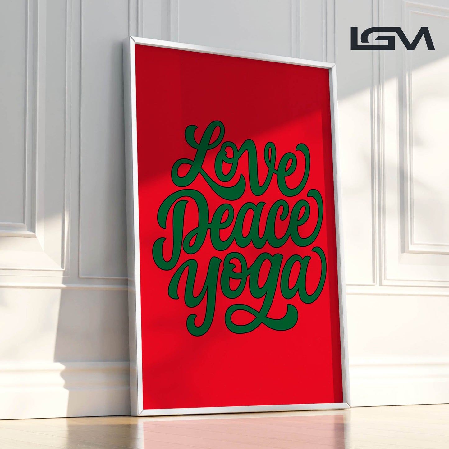 Love Peace Yoga - Luxury Framed Wall Art (Multiple Colors)