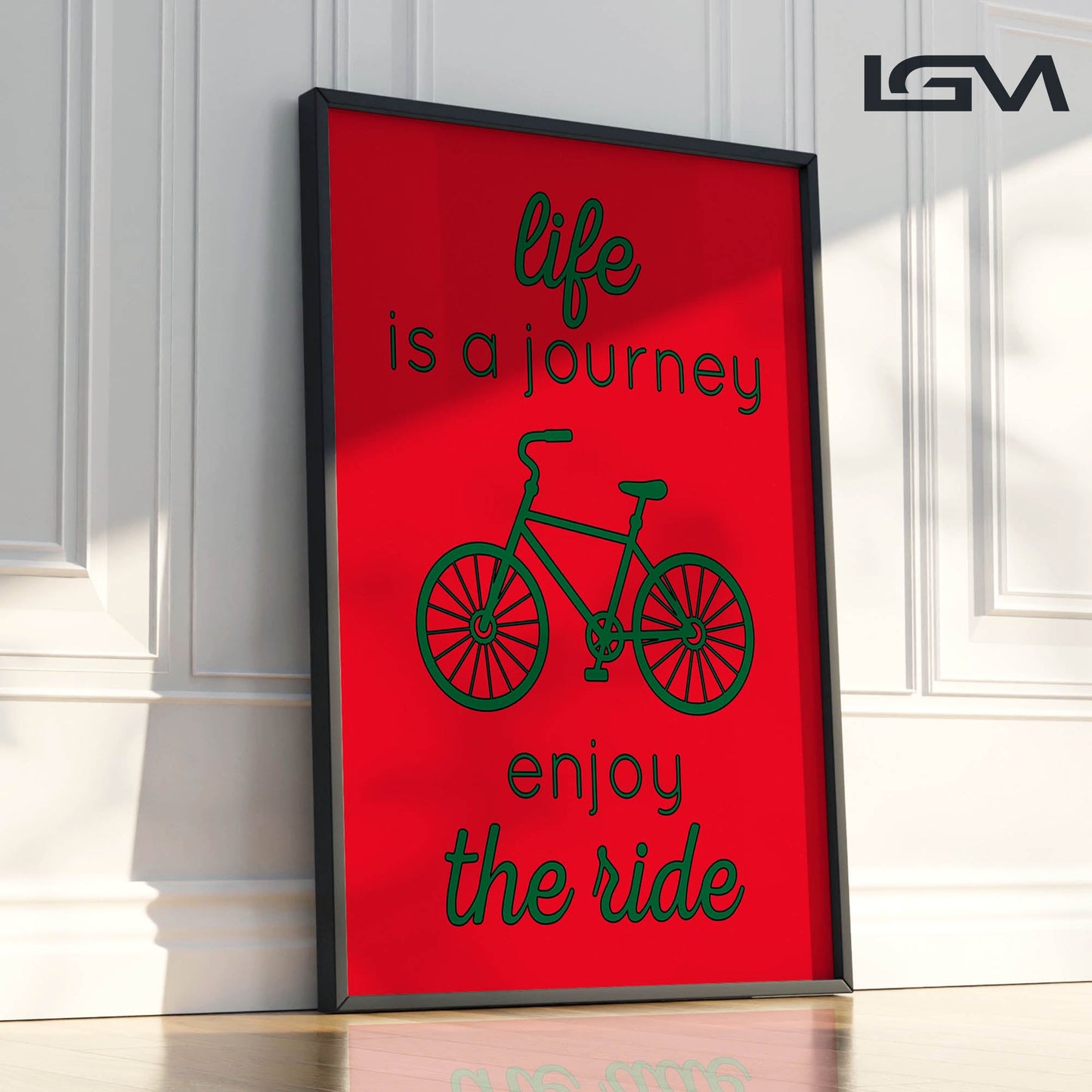 Life is a Journey, Enjoy the Ride - Luxury Glass Framed Wall Art (Multiple Colors)