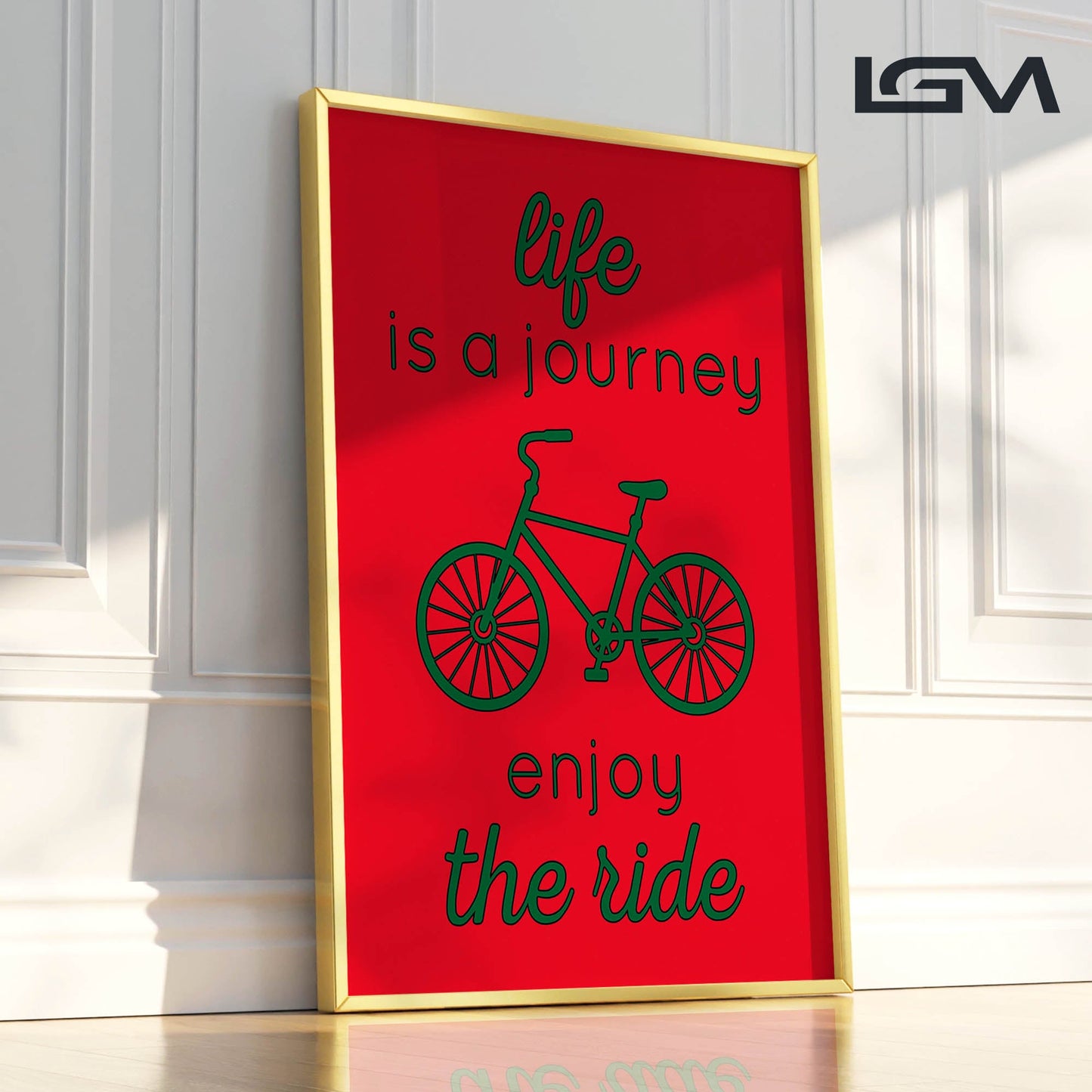 Life is a Journey, Enjoy the Ride - Luxury Glass Framed Wall Art (Multiple Colors)