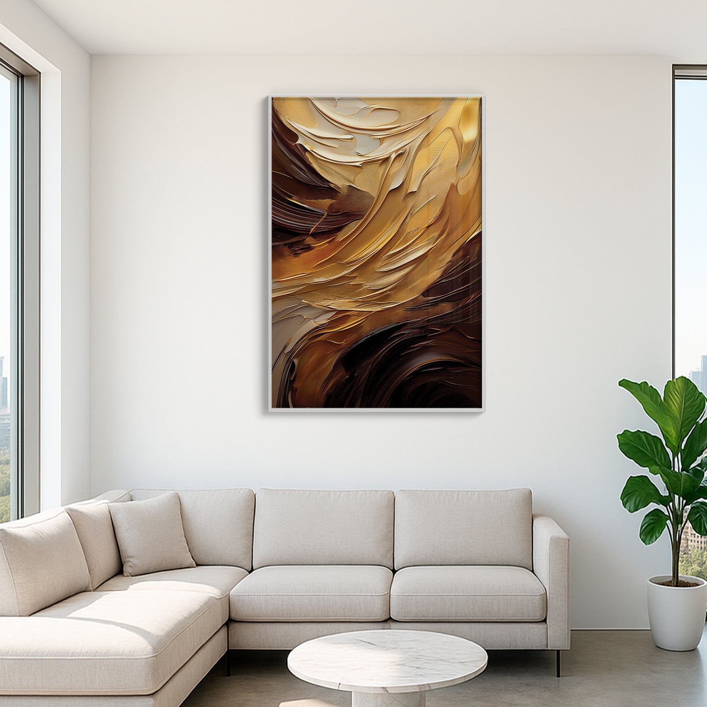 Gold Abstract Wall Art – Textured Modern Elegance