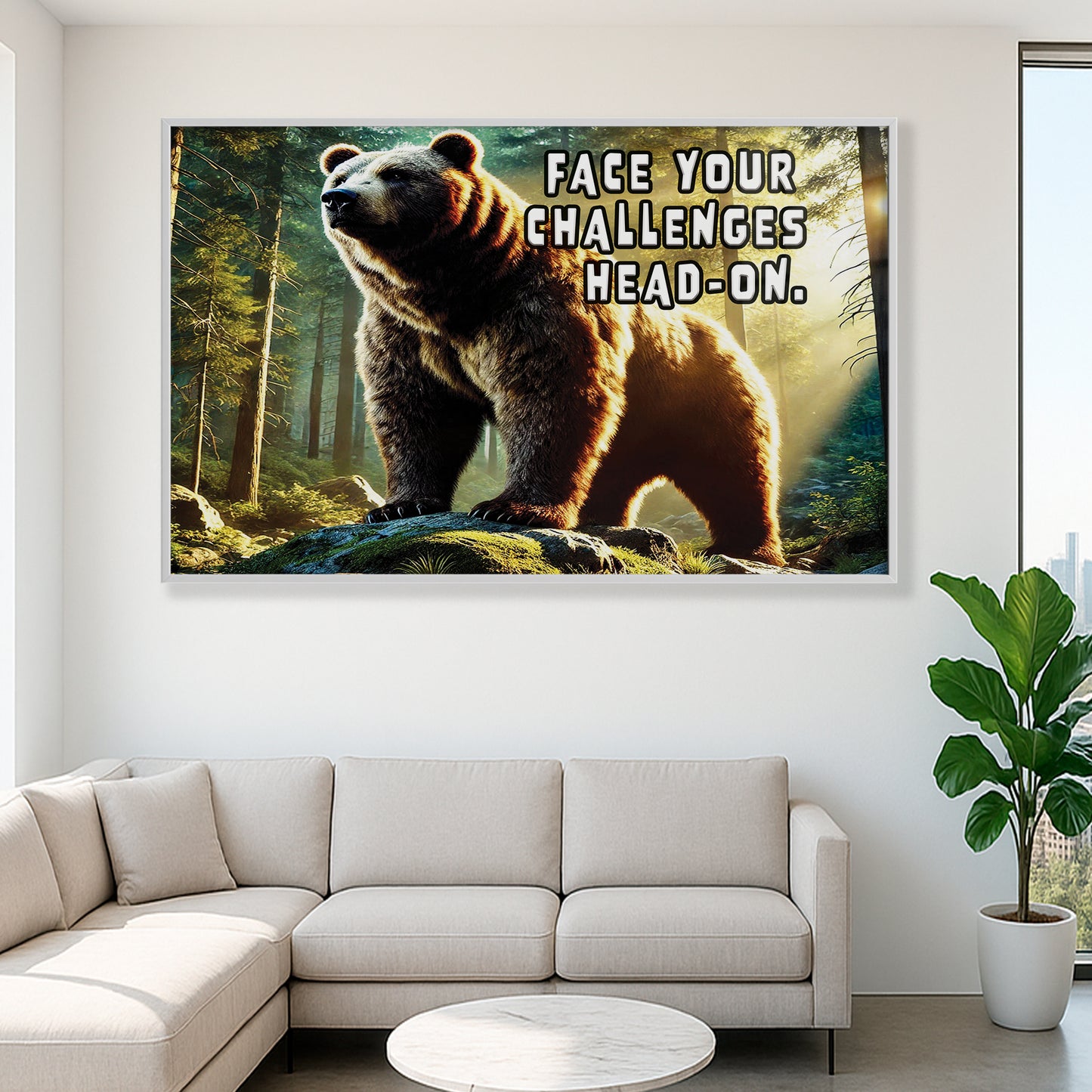 The Fearless Bear – Face Your Challenges Motivational Wall Art