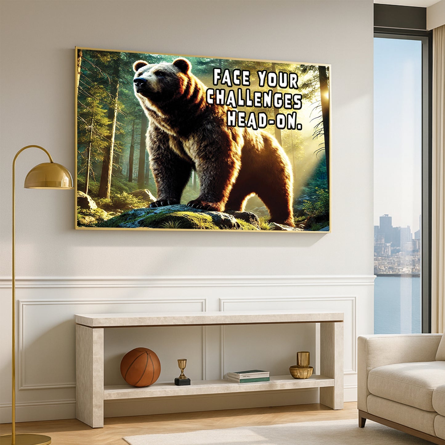 The Fearless Bear – Face Your Challenges Motivational Wall Art